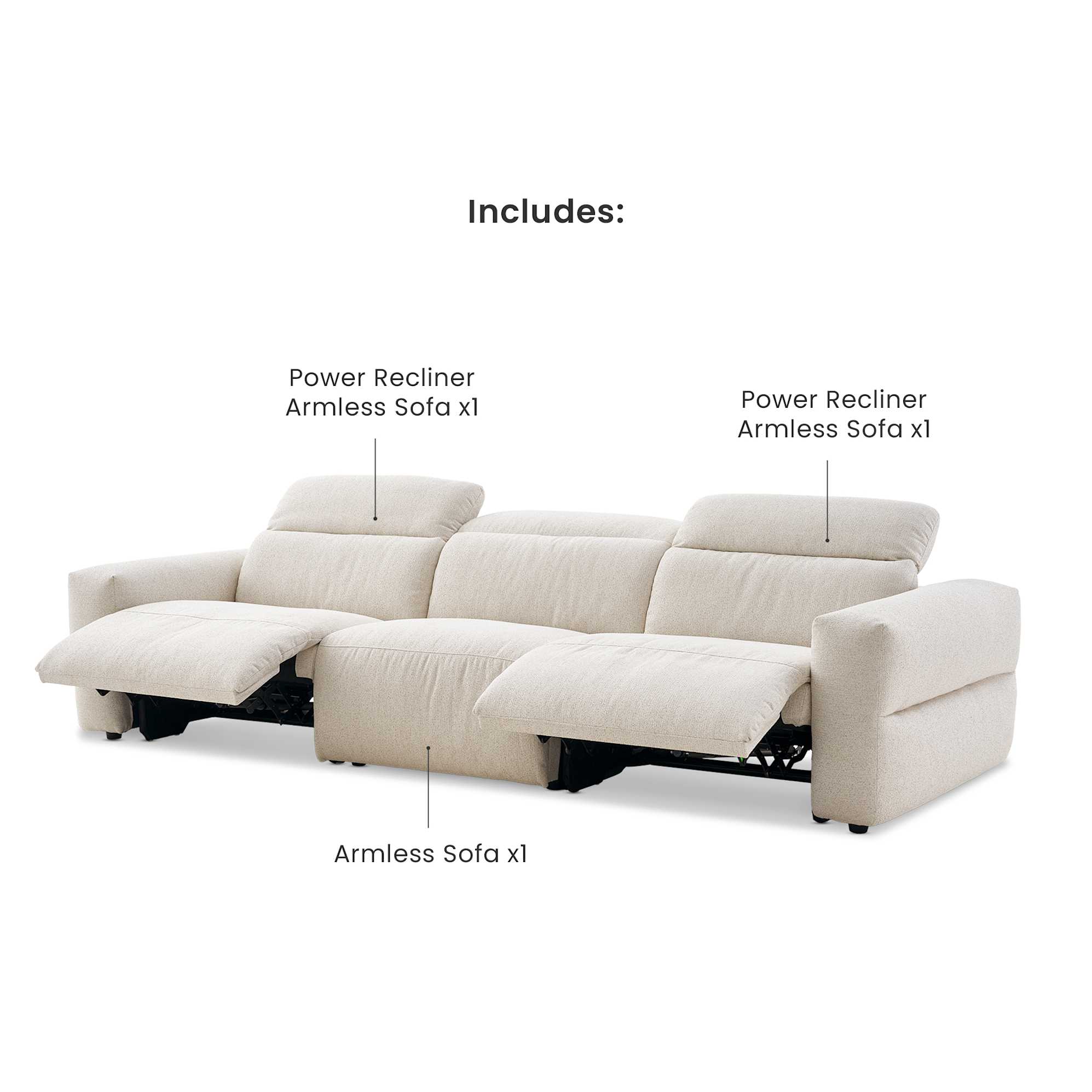 Jaron Performance Fabric Recliner Extended 3 Seater Sofa 3
