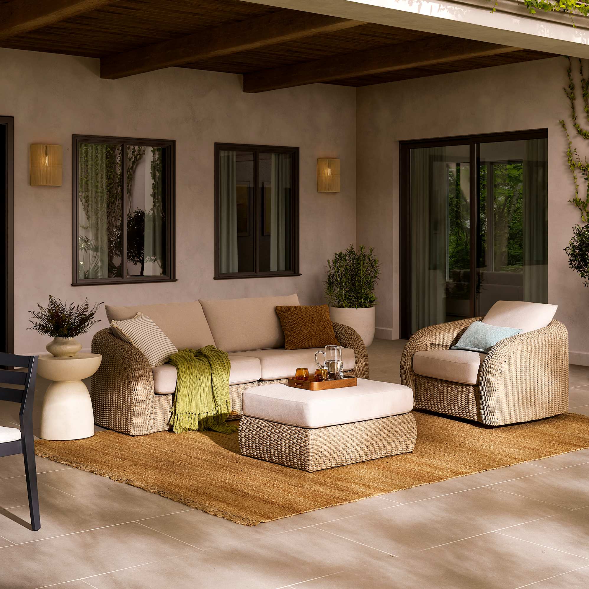 Lorna Outdoor 3 Seater Sofa with Ottoman 0