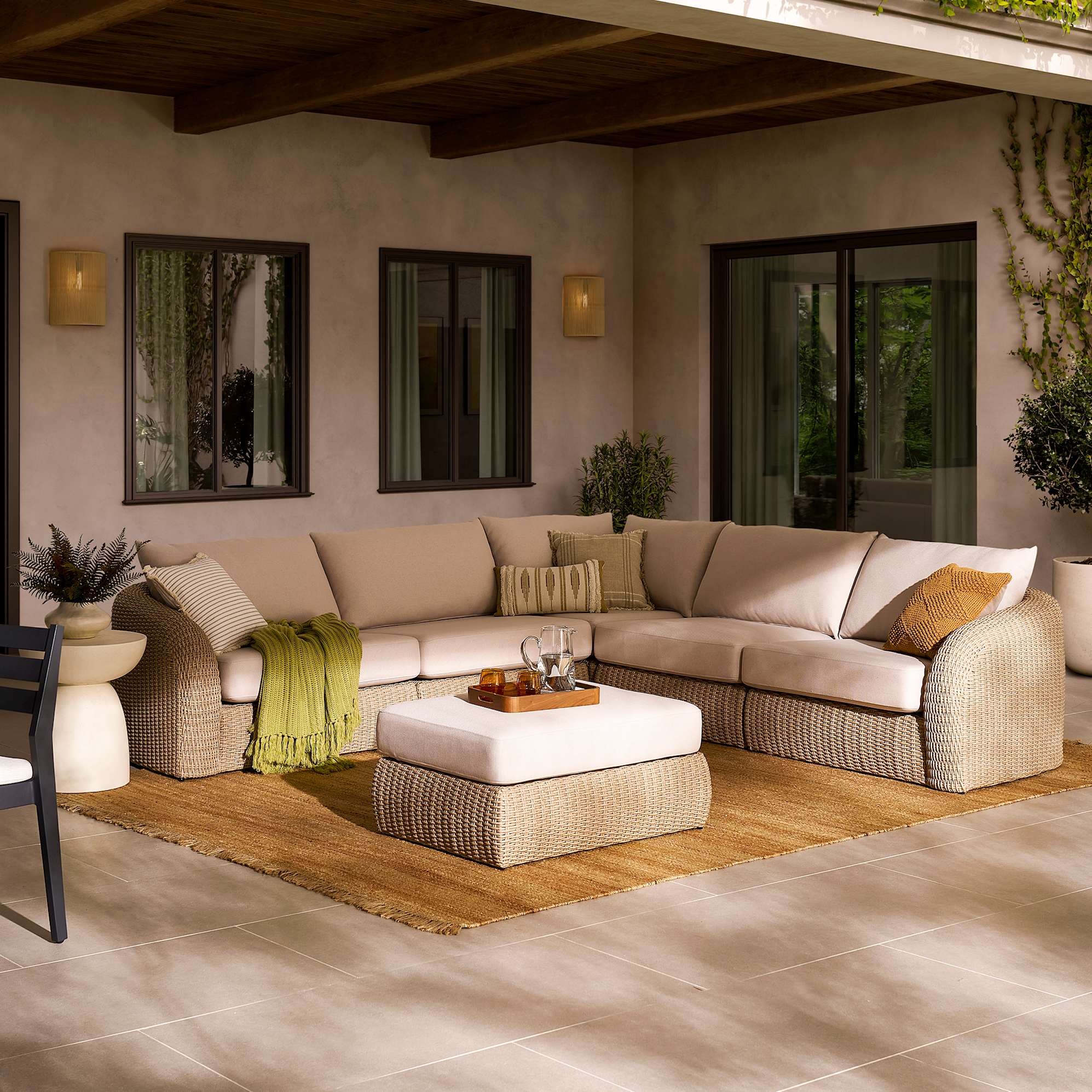 Lorna Outdoor L-Shape Sectional Sofa 3