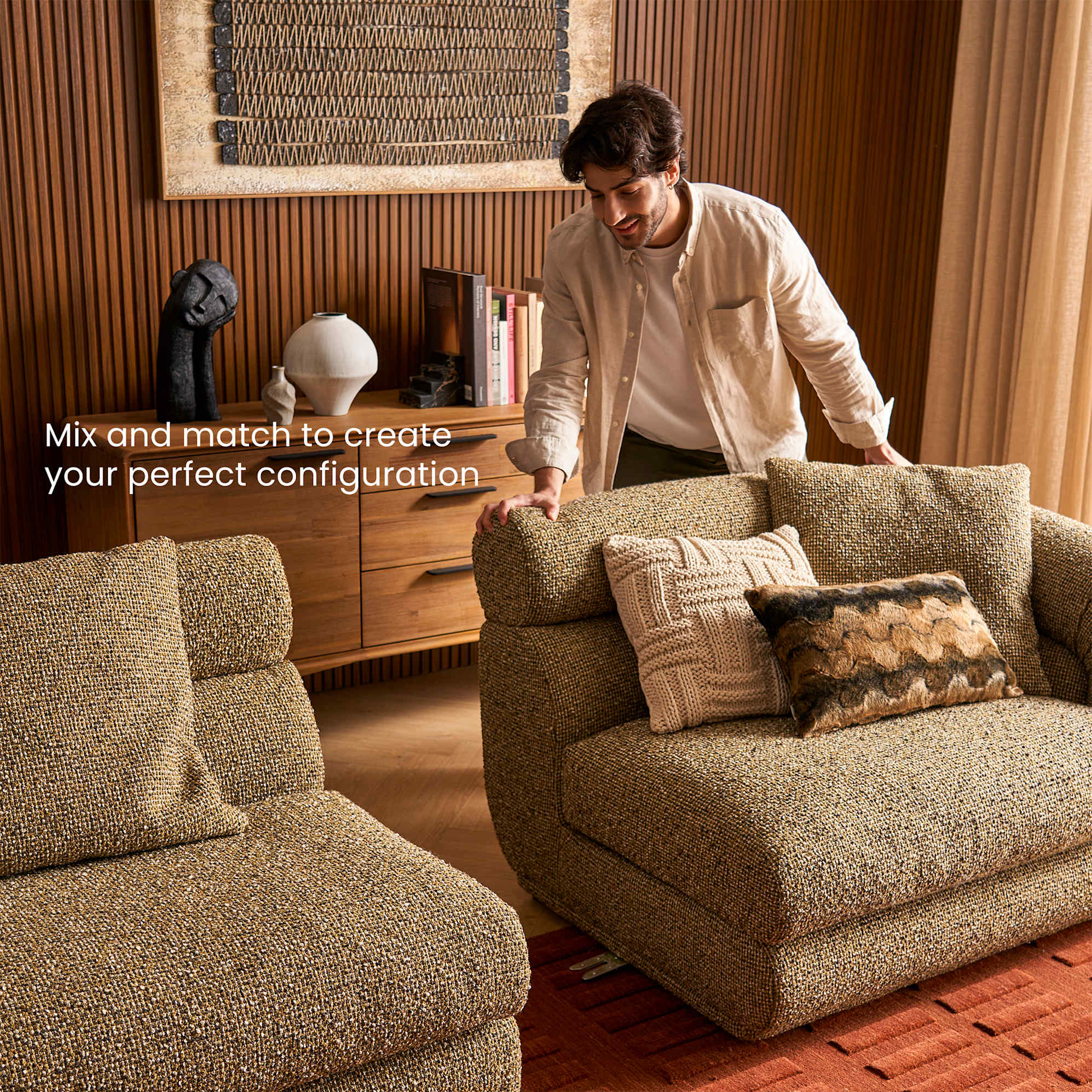 Solari Performance Fabric Armless Sofa 3
