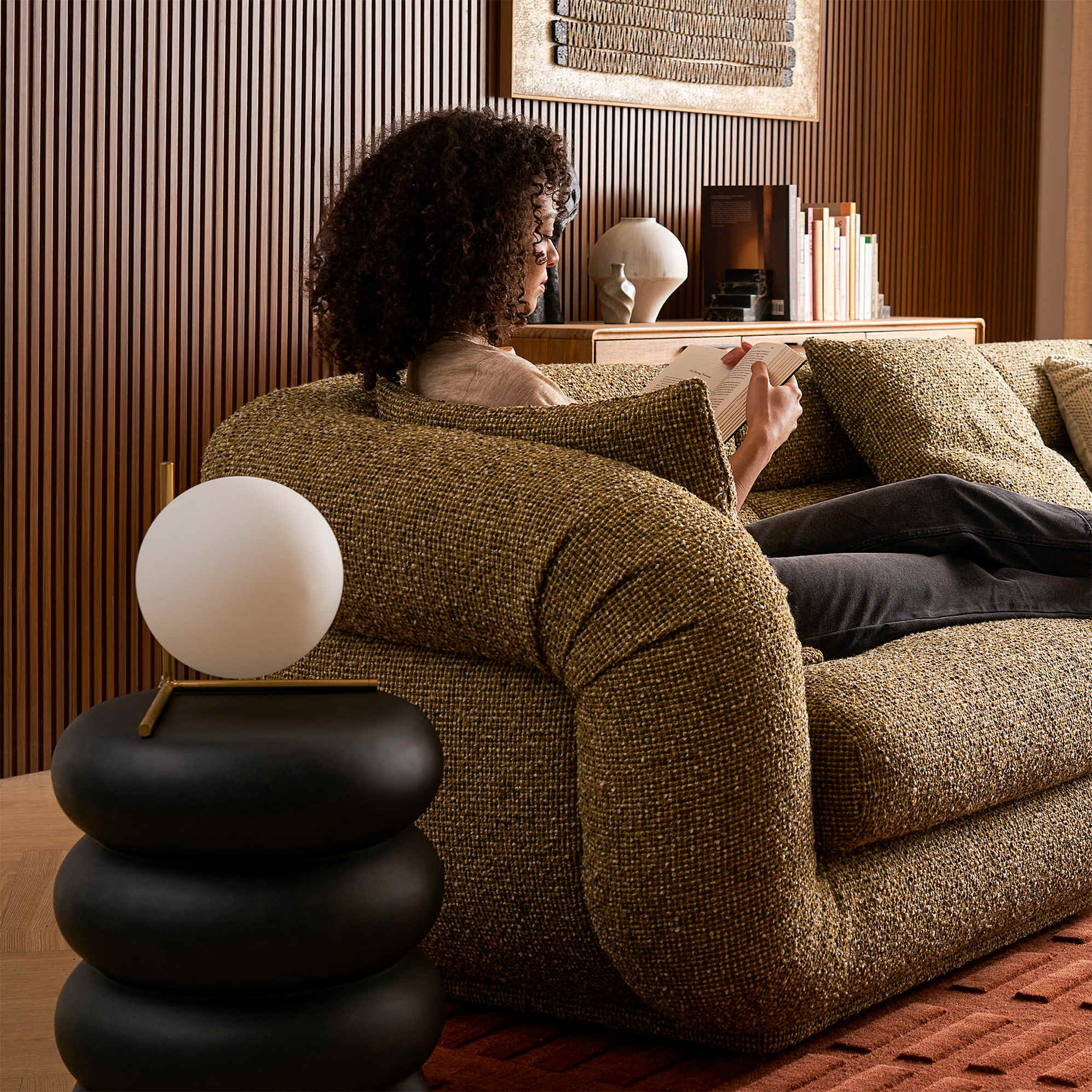 Solari Performance Fabric Armless Sofa 6