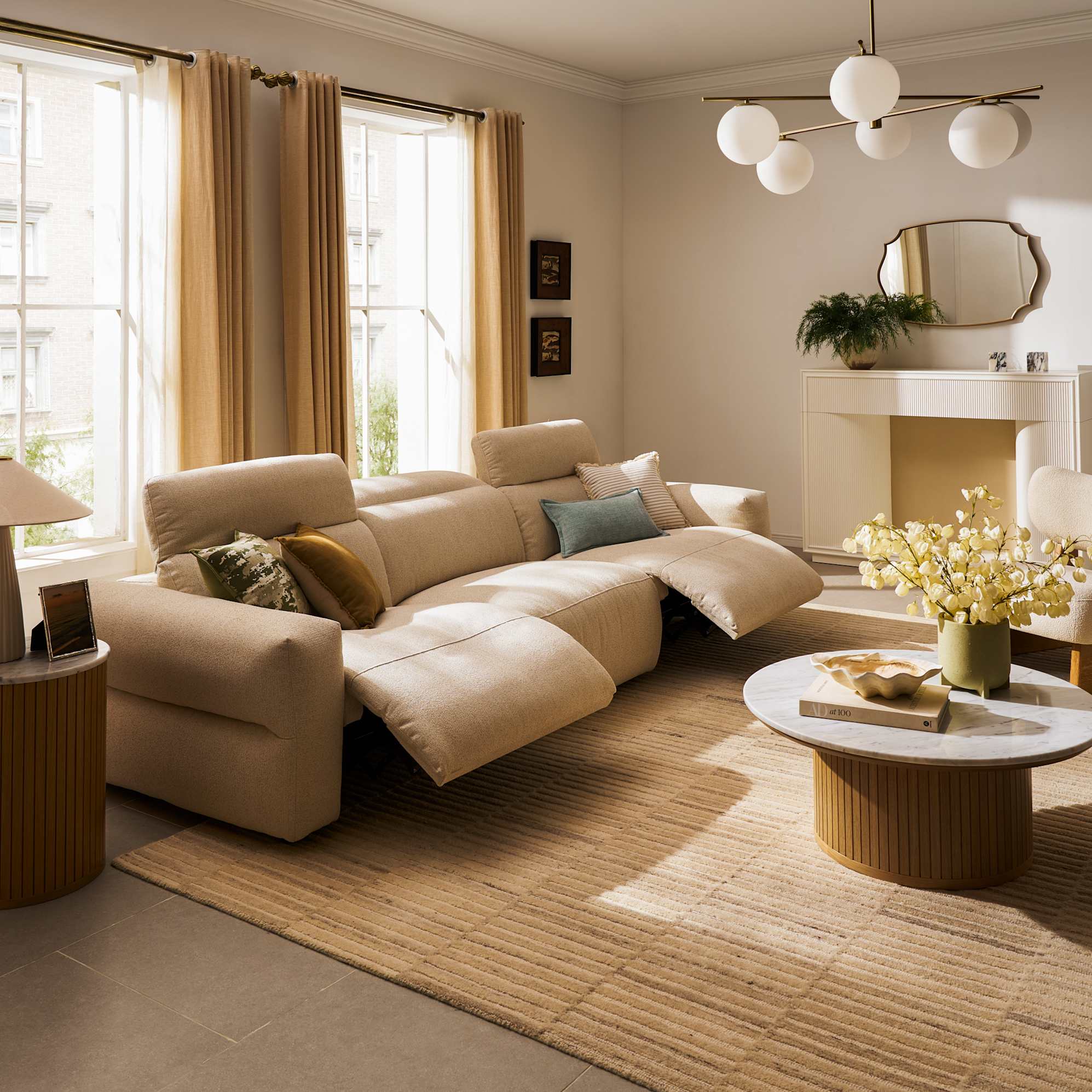 Jaron Performance Fabric Recliner Extended 3 Seater Sofa 0