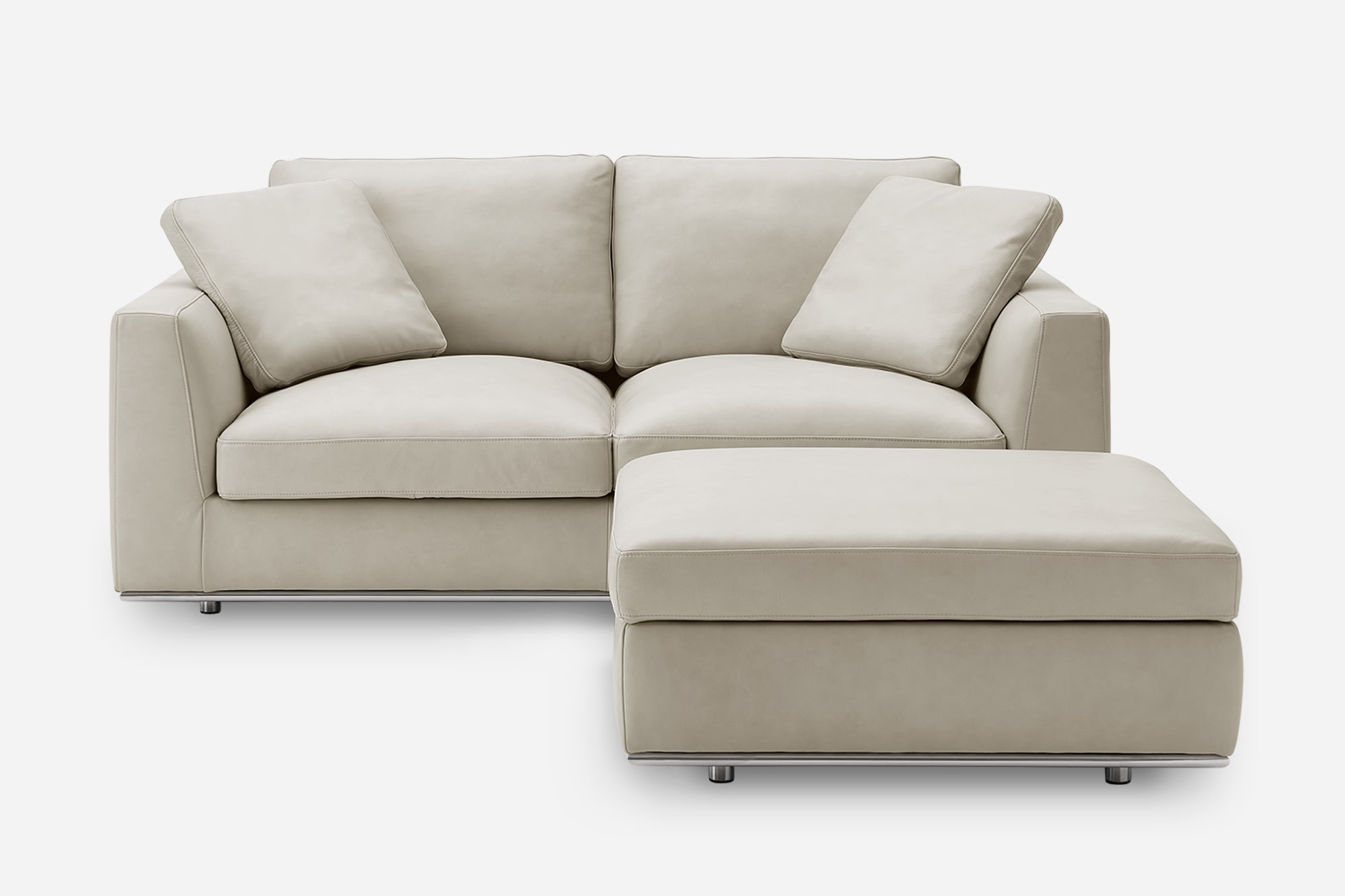 Hamilton Leather 2 Seater Sofa with Storage Footstool 1