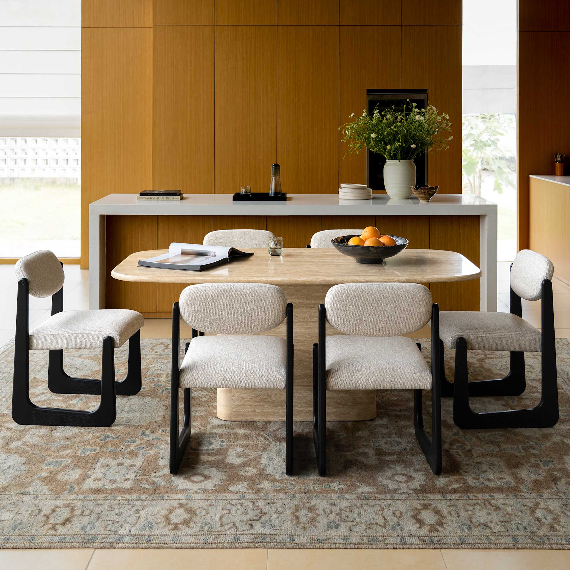Belmont Travertine Rectangular Dining Table 0