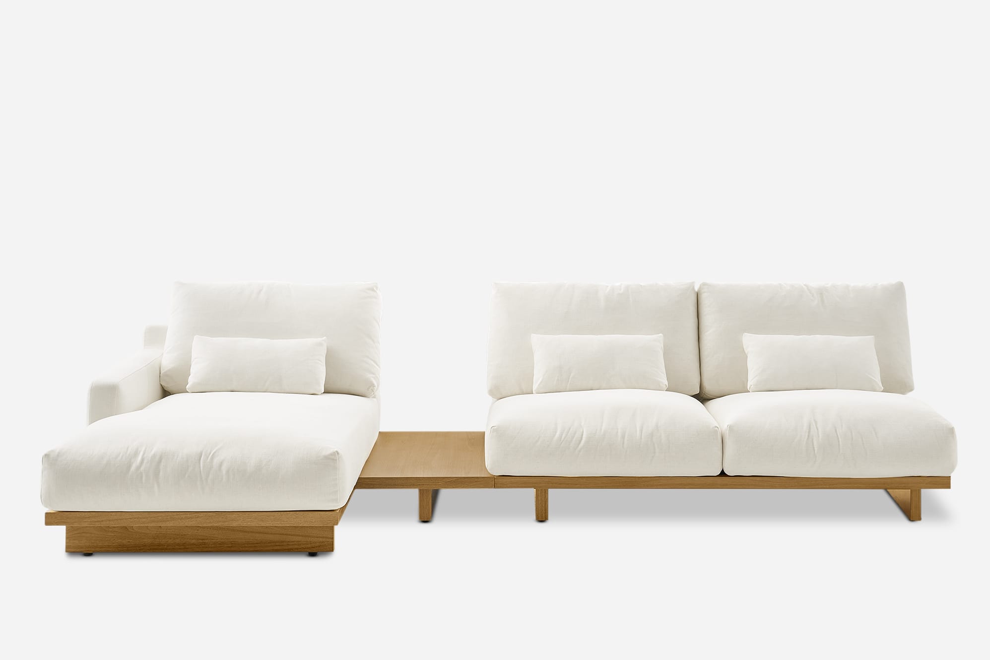 Mori Performance Fabric Armless Chaise Sectional Sofa with Side Table 2