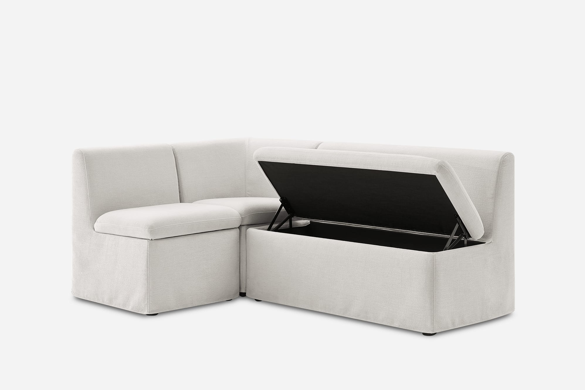 Callie Slipcover L-Shaped Storage Banquette 1
