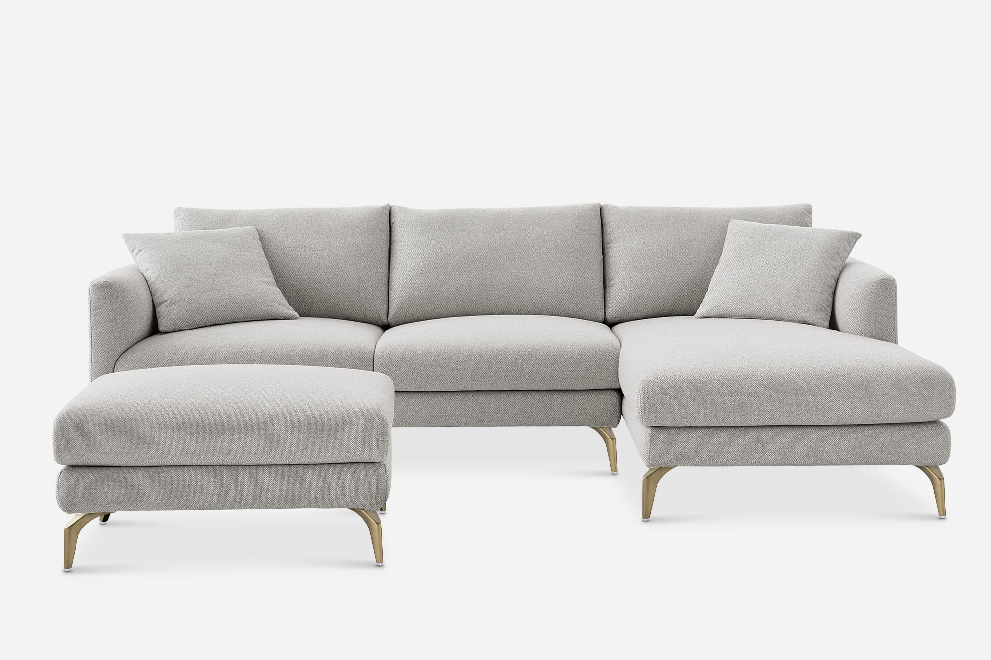 Lena Performance Fabric Chaise Sectional Sofa with Footstool 1