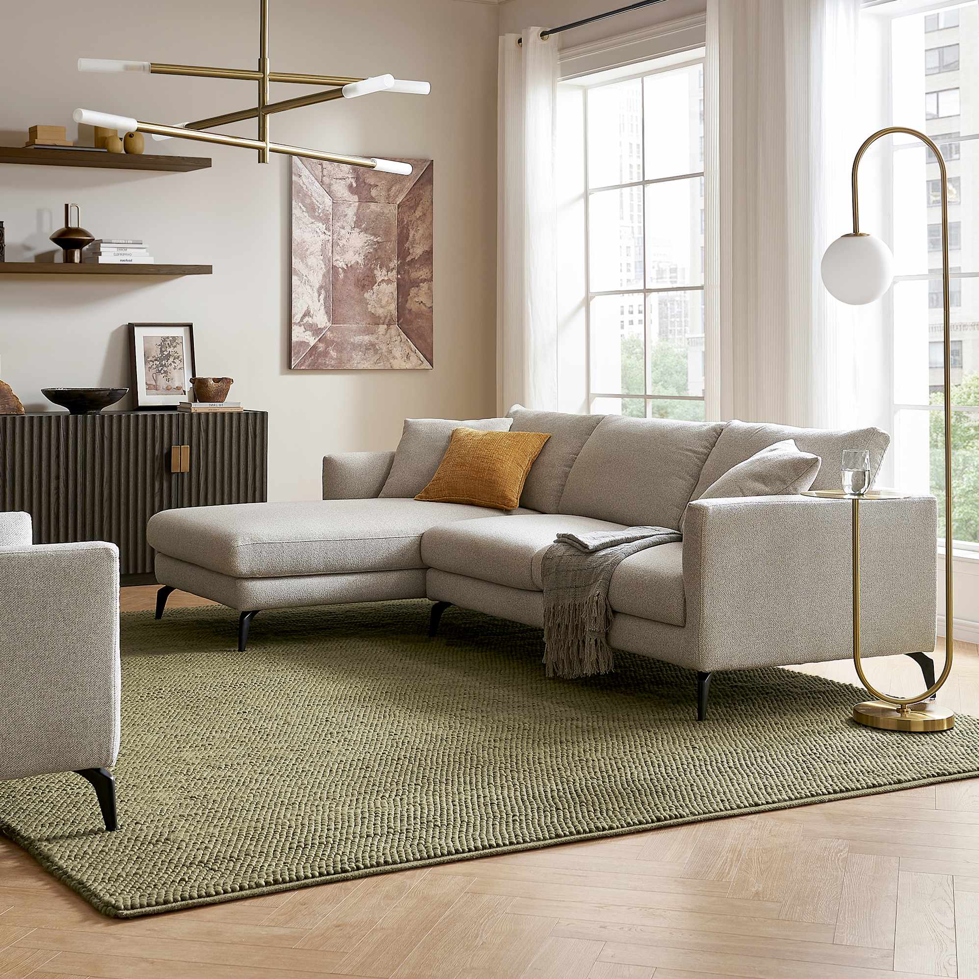 Lena Performance Fabric Left Chaise Sofa 1