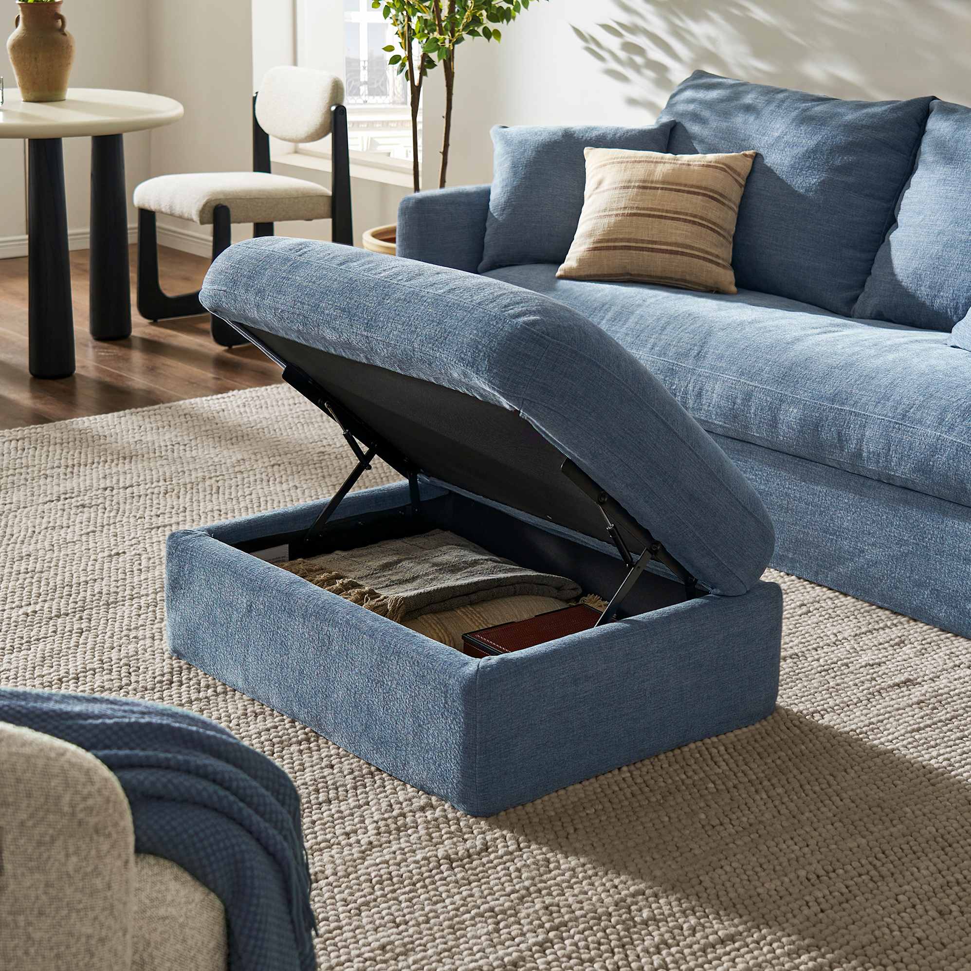 Agnes Slipcover Storage L-Shaped Sectional Couch with Ottoman 3