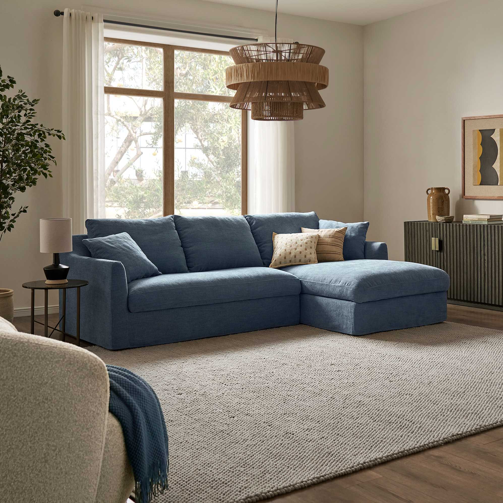 Agnes Slipcover Storage Chaise Sectional Sofa 0