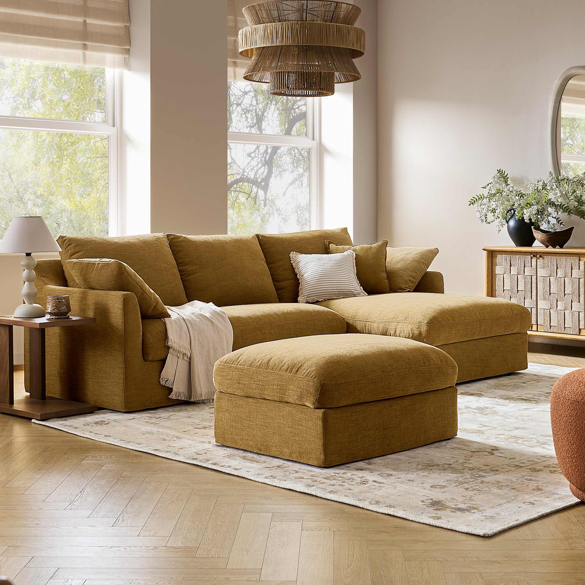 Agnes Slipcover Storage Chaise Sofa 4