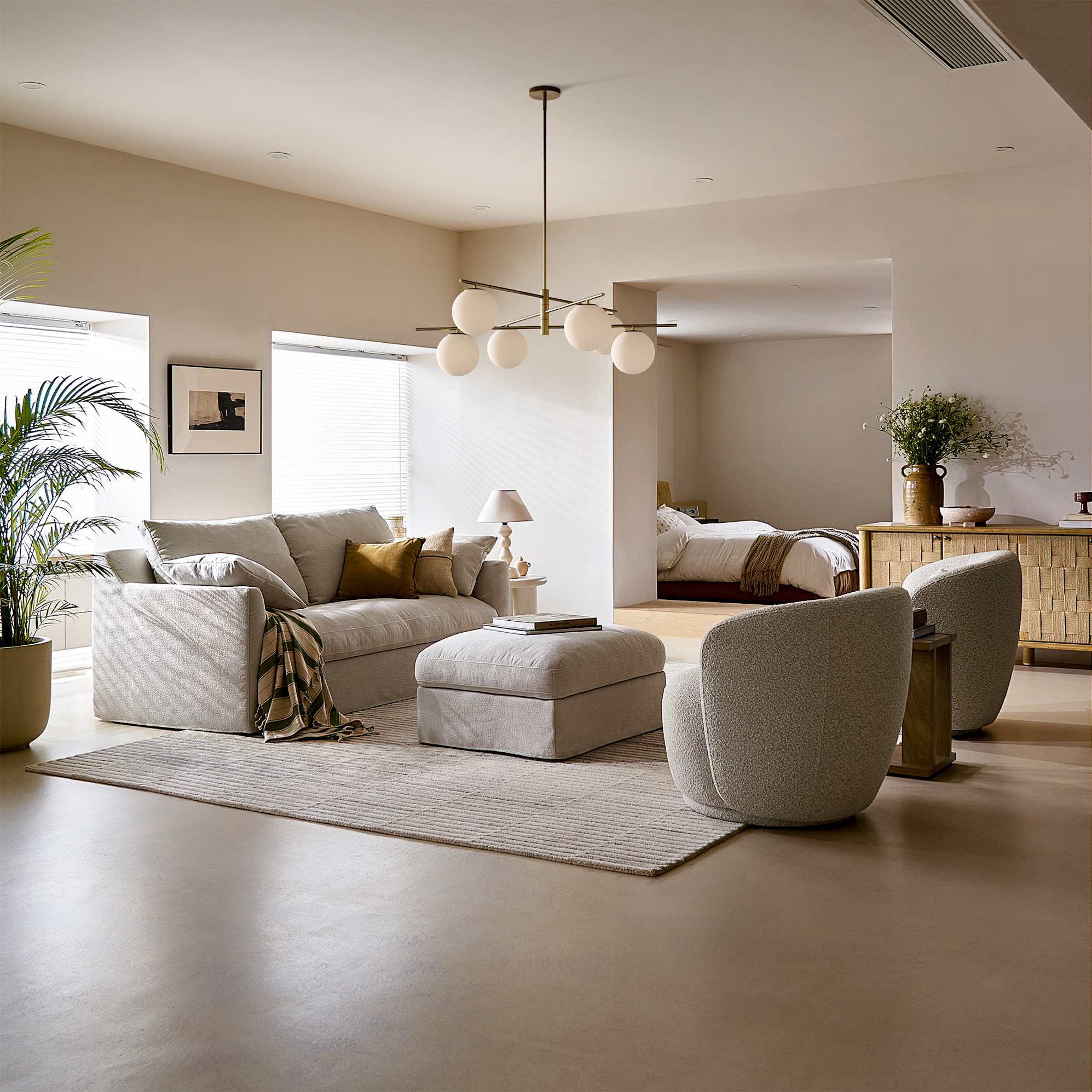 Agnes Slipcover Storage 2 Seater Sofa with Ottoman 4