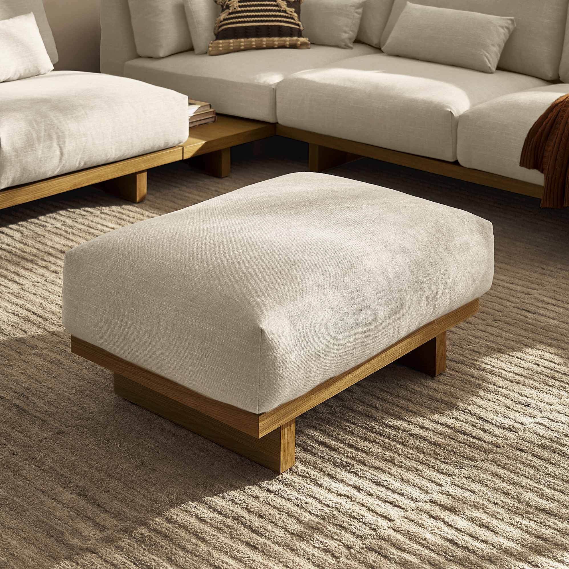 Mori Performance Fabric Chaise Sofa with Footstool 3