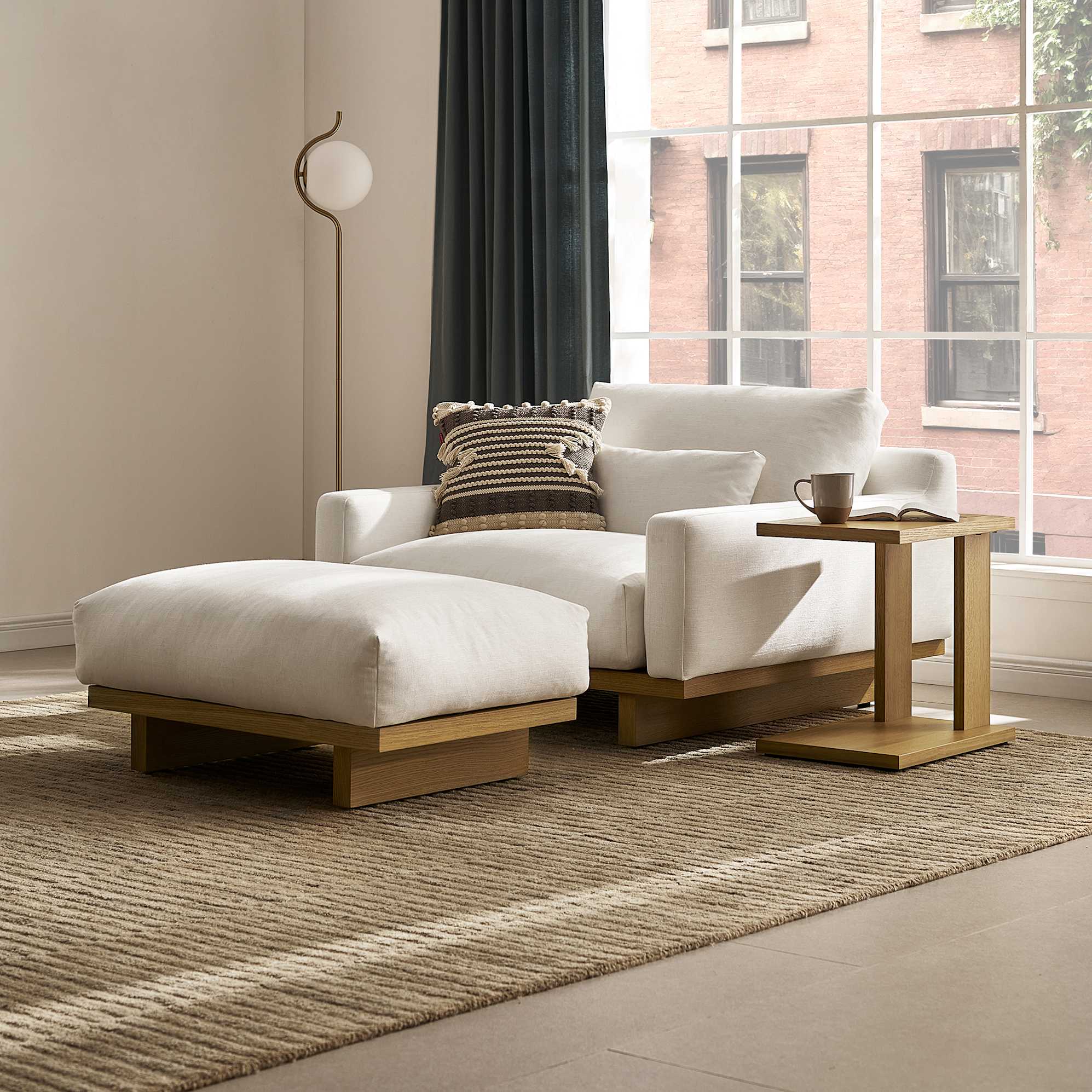 Mori Performance Fabric Armchair with Ottoman 0