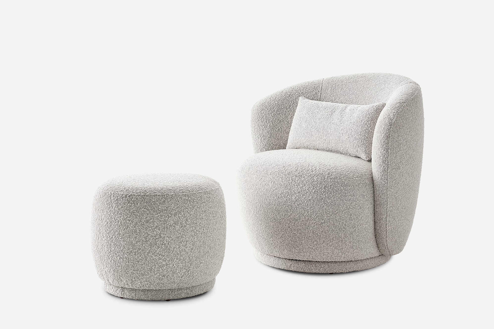 Avery Performance Bouclé Swivel Armchair with Ottoman 1