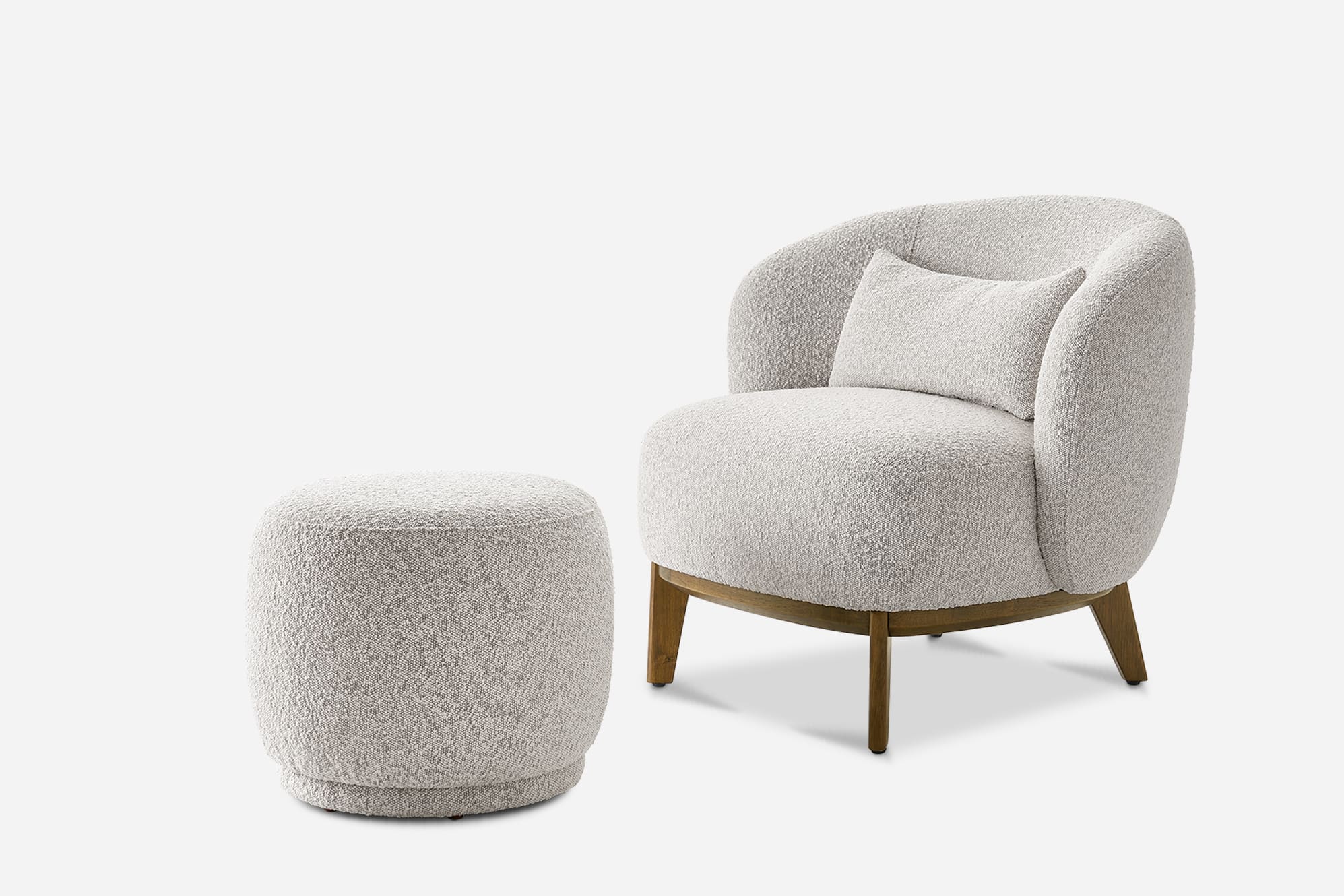 Avery Performance Bouclé Armchair with Ottoman 1