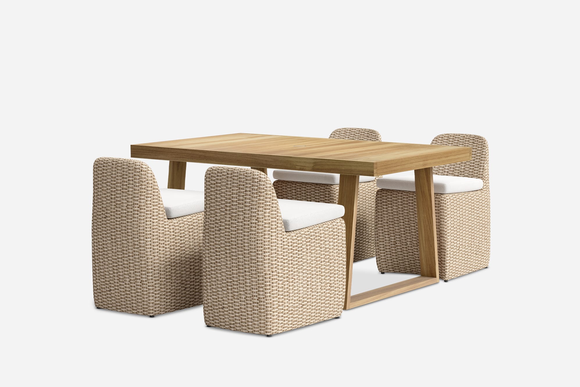 Rio Outdoor Teak Dining Table with Lorna Dining Chairs Set 1