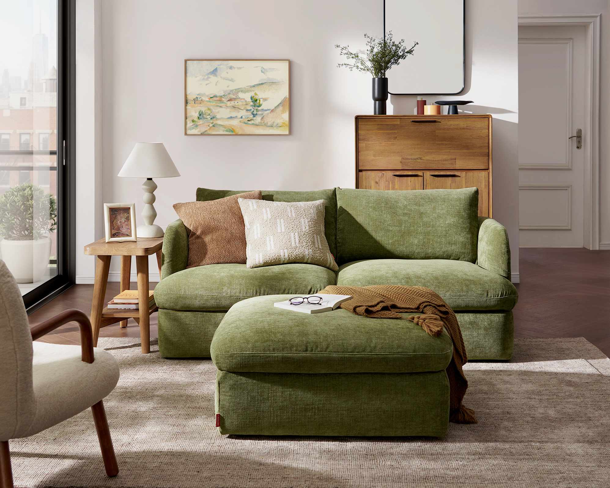 Ollie Storage 3 Seater Sofa with Ottoman 0