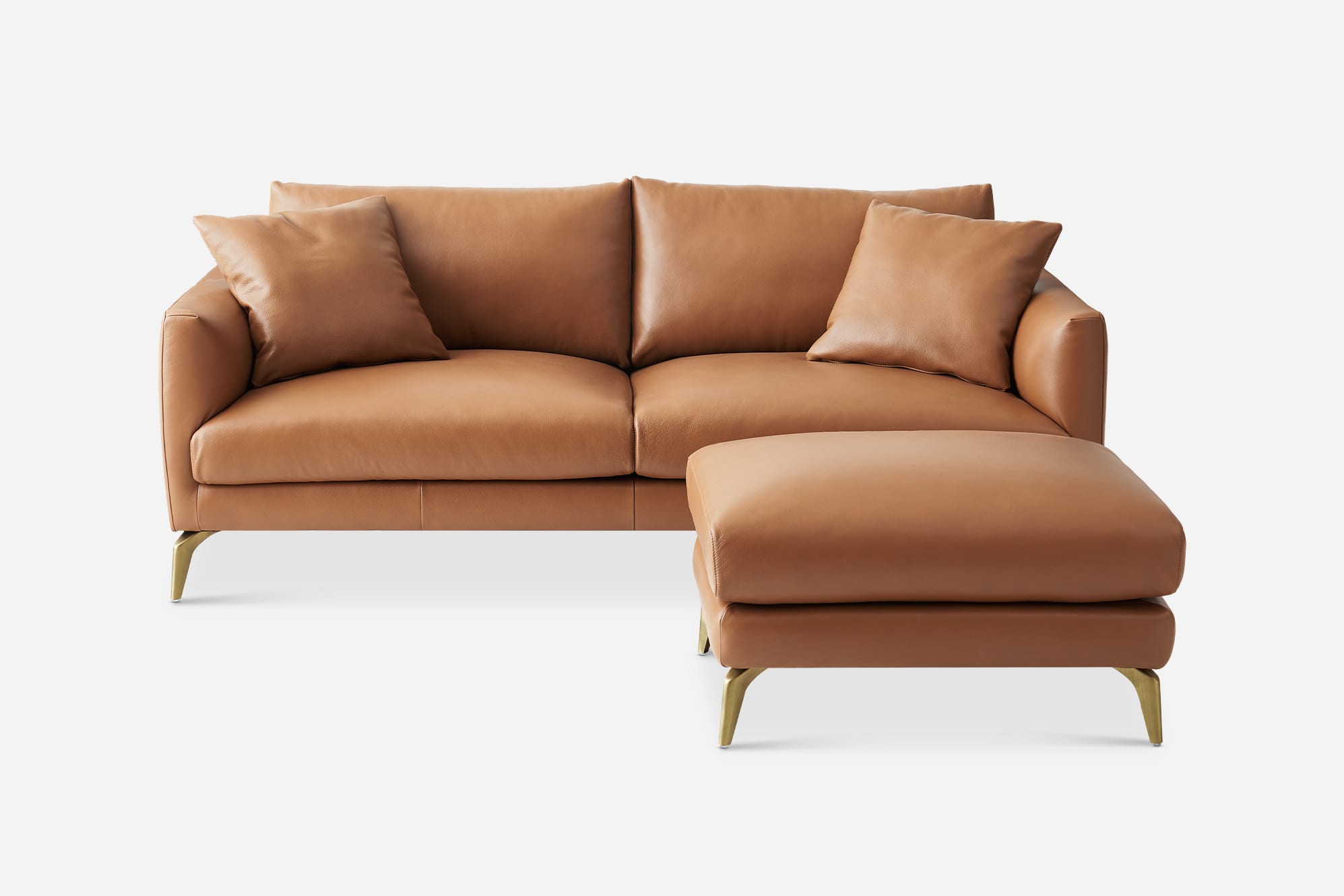 Lena Leather 3 Seater Sofa with Ottoman 1