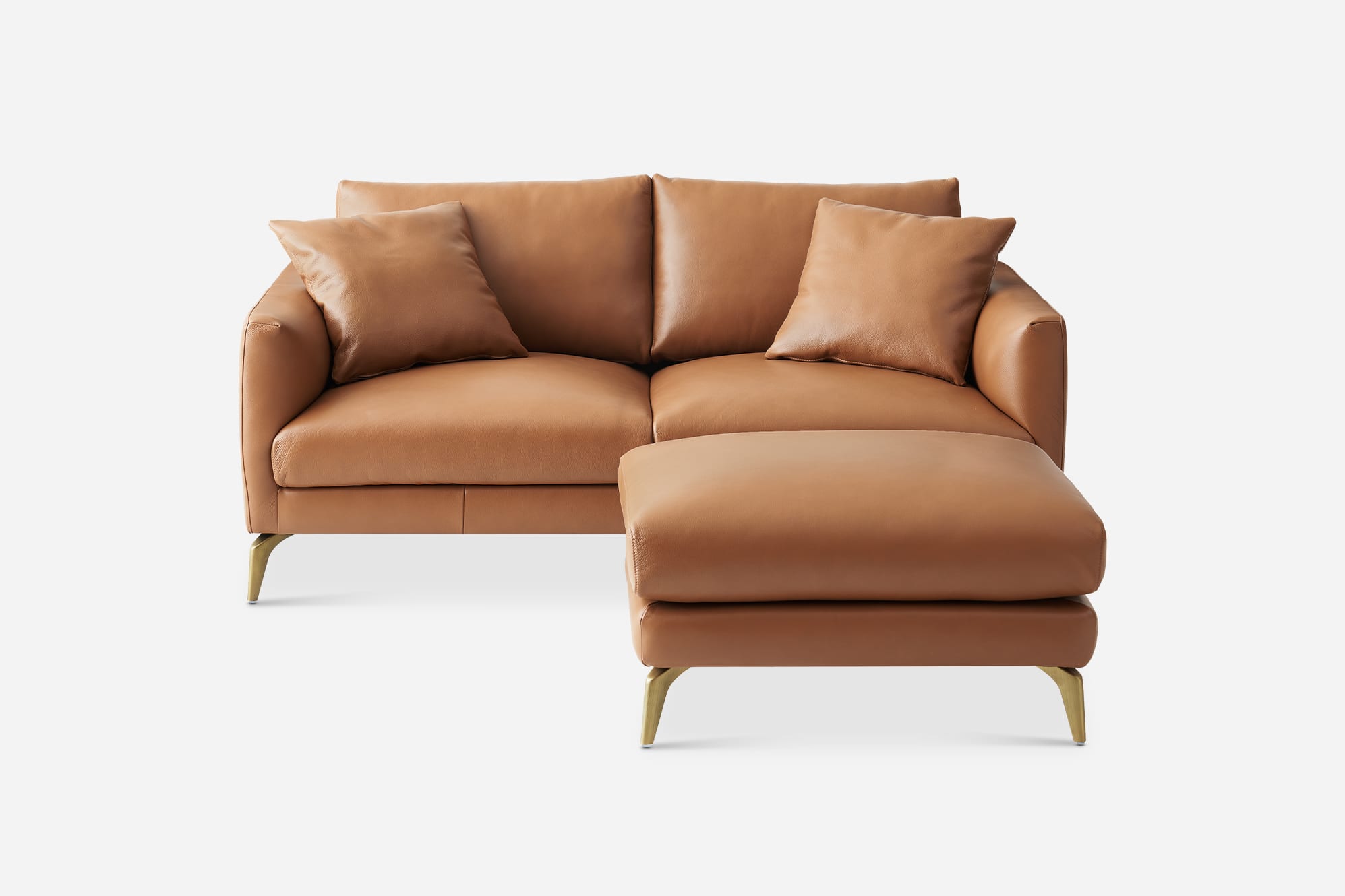 Lena Leather 2 Seater Sofa with Ottoman 1