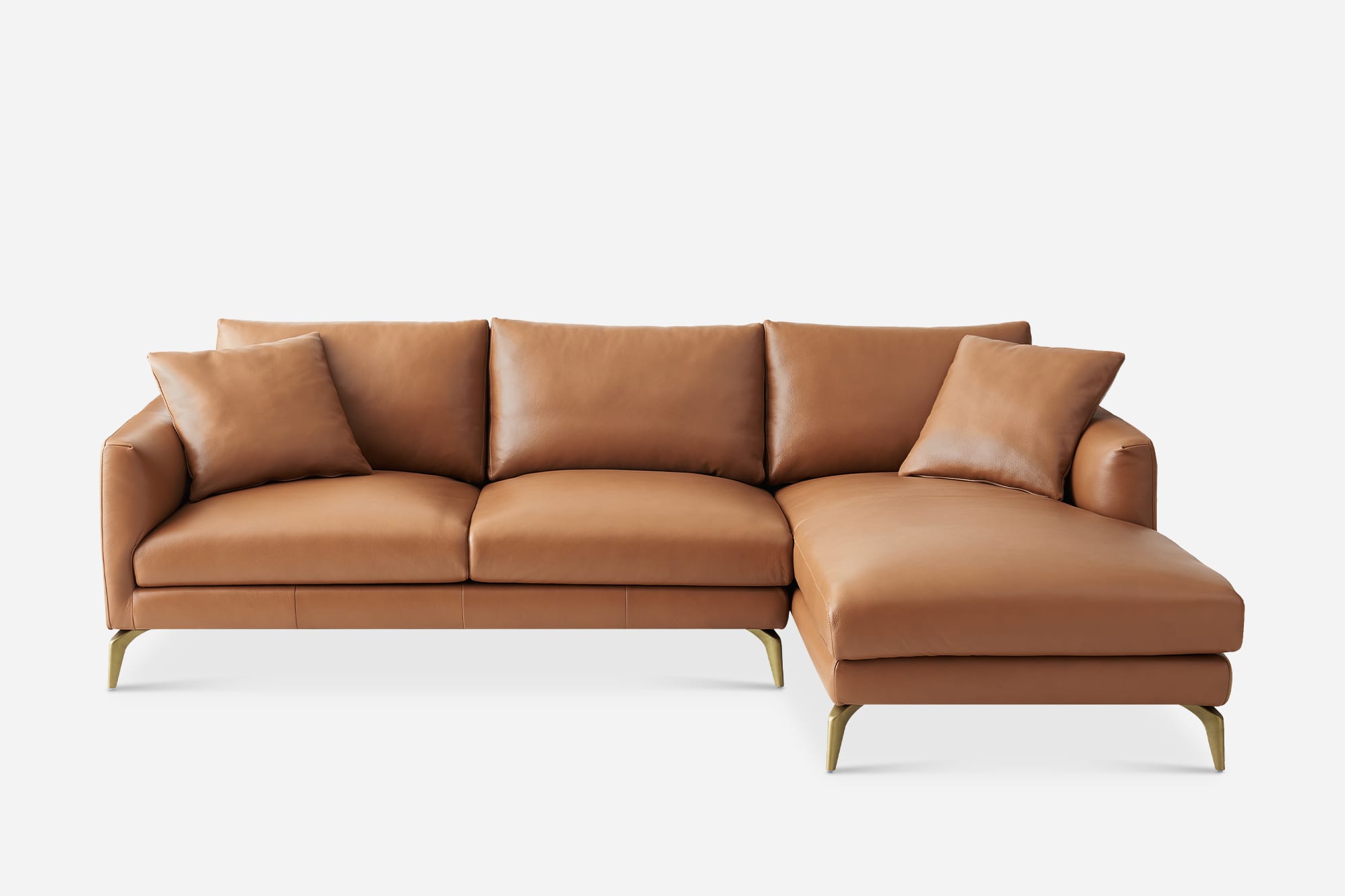 Lena Leather Chaise Sectional Sofa 1