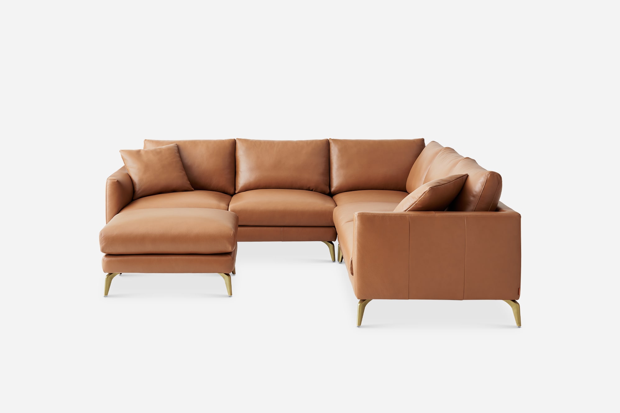 Lena Leather L-Shape Sectional Sofa with Ottoman 1