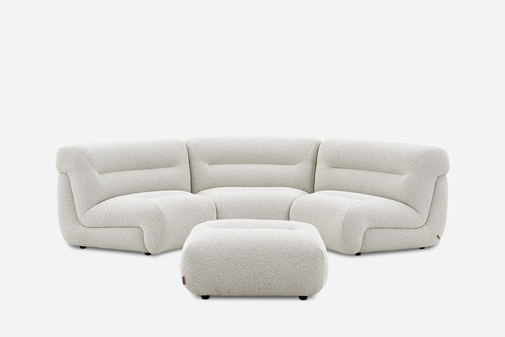 Tovi Performance Boucle Curve 3 Seater Sofa with Ottoman 2