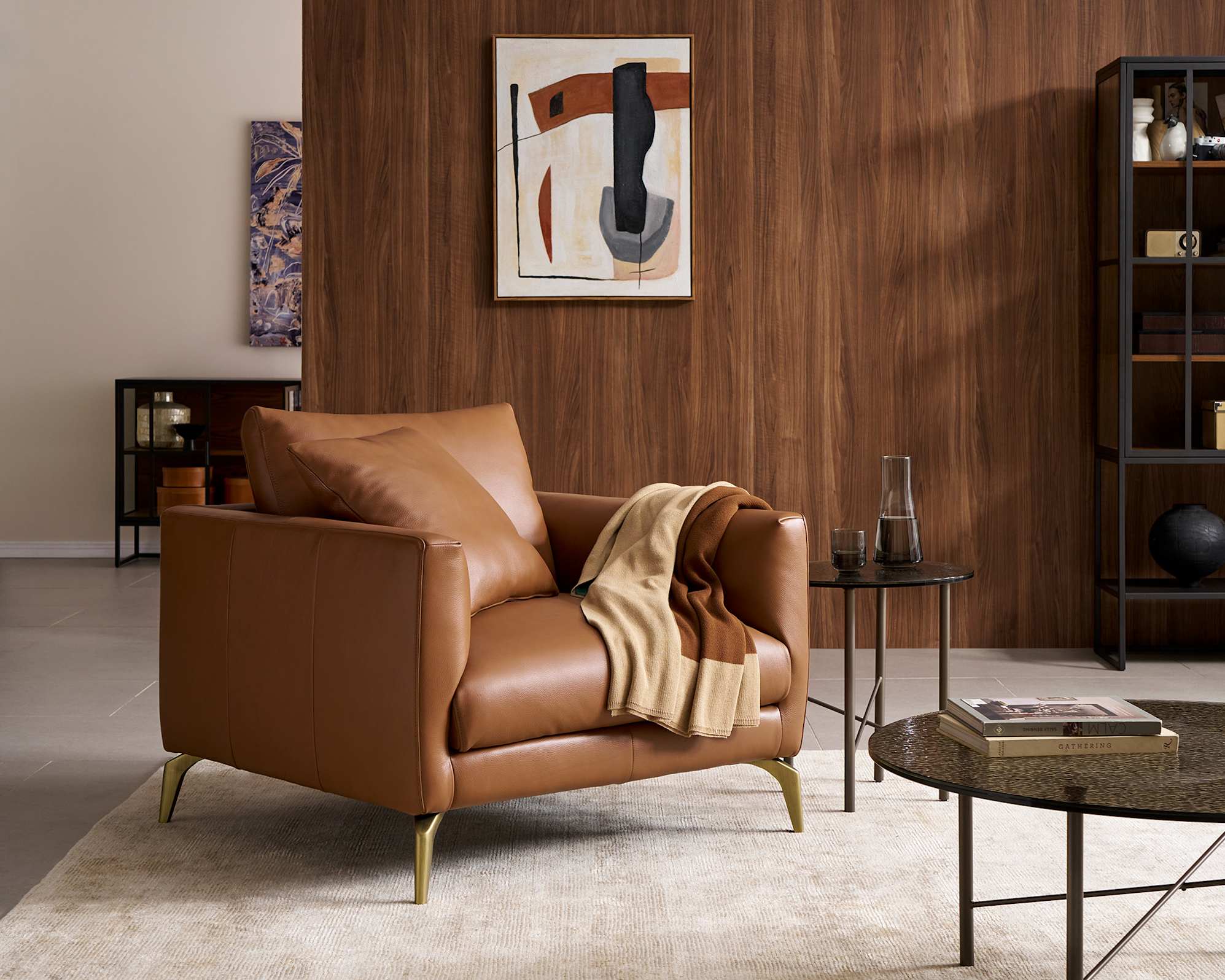 Lena Leather Armchair with Ottoman 0