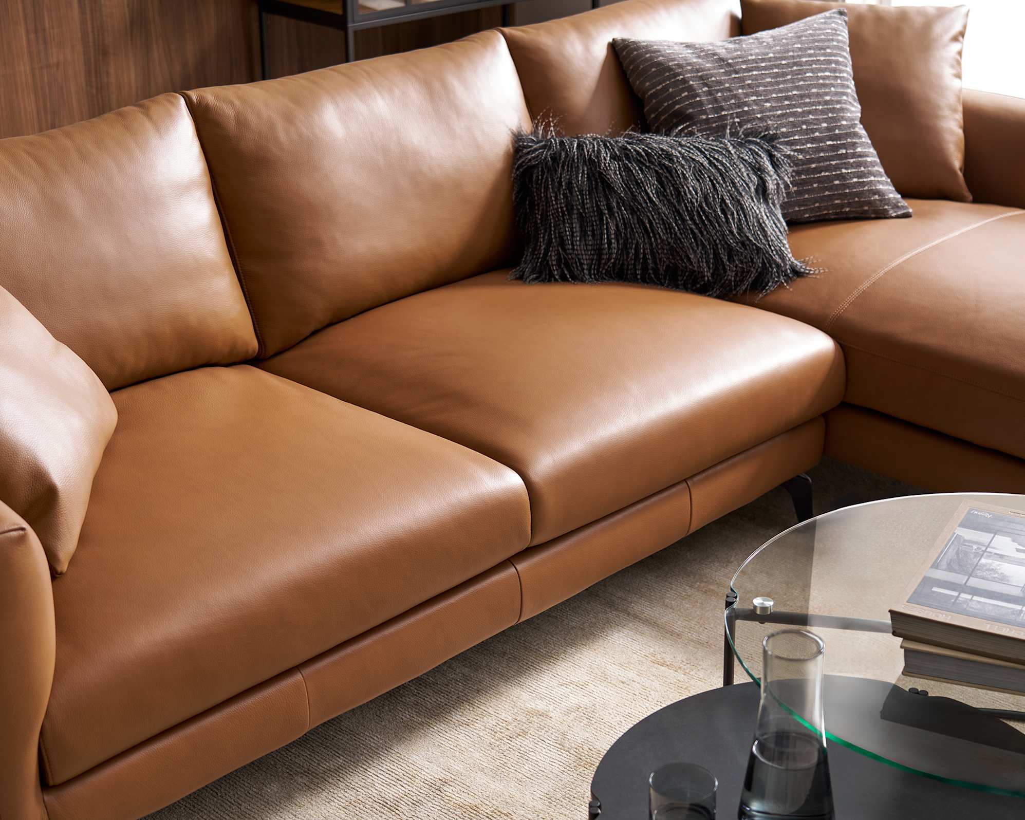 Lena Leather Chaise Sectional Sofa 3