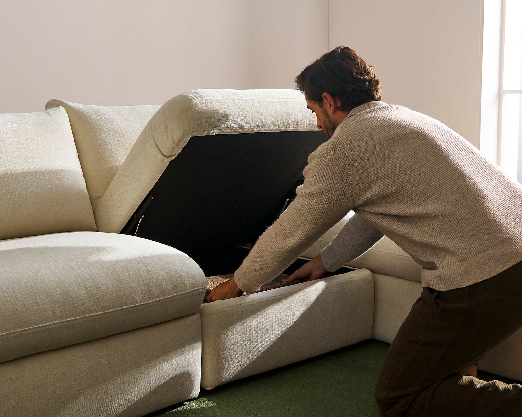 Ollie Storage Small Chaise Sectional Sofa 6