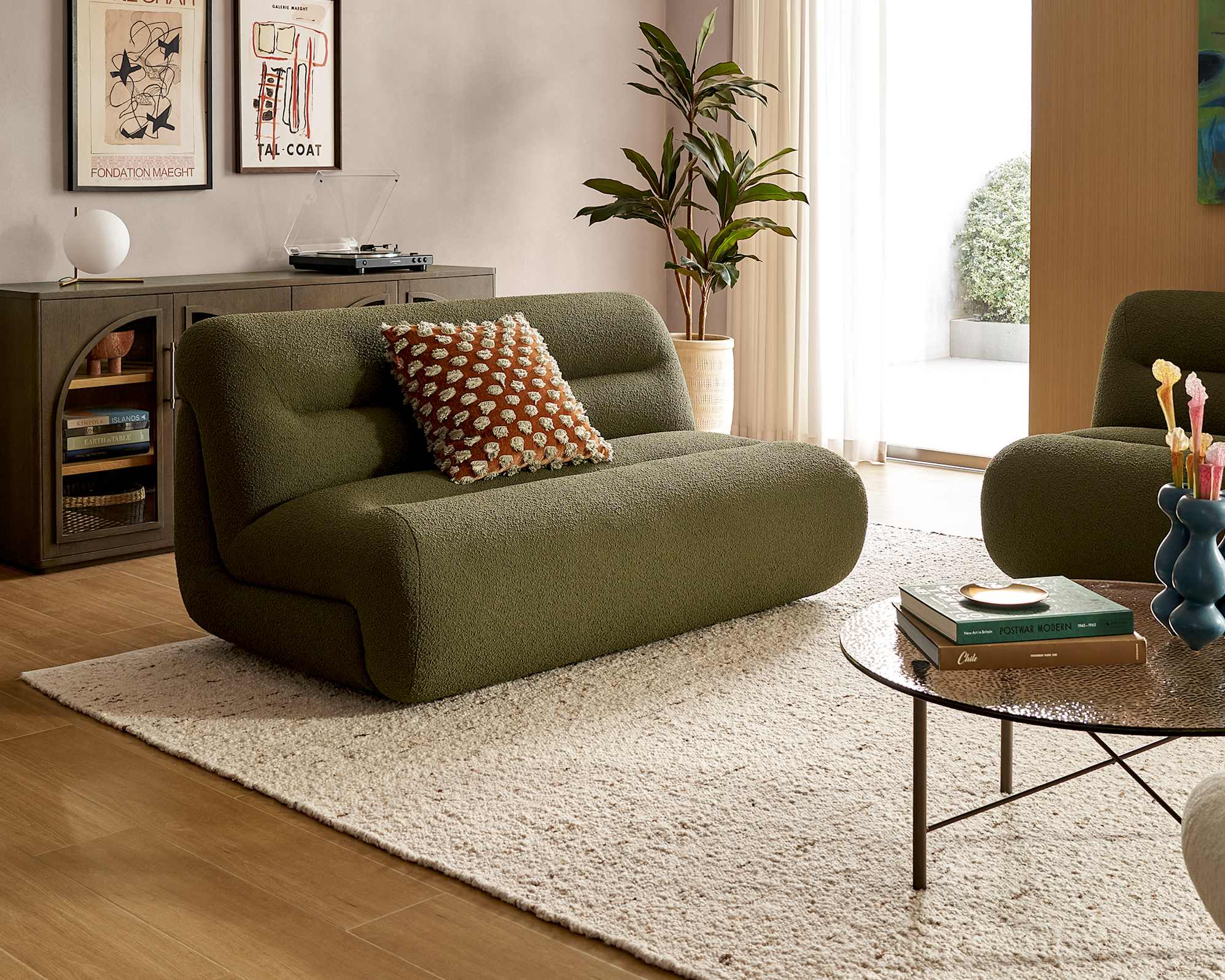 Tovi Performance Boucle 2 Seater Armless Sofa with Ottoman 3