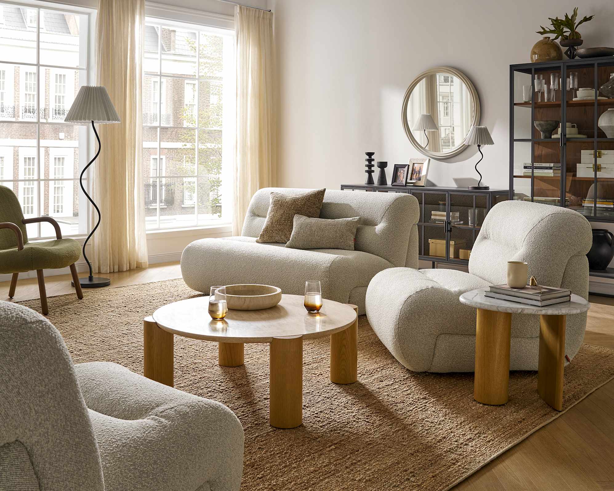 Tovi Performance Boucle 2 Seater Armless Sofa with Ottoman 3