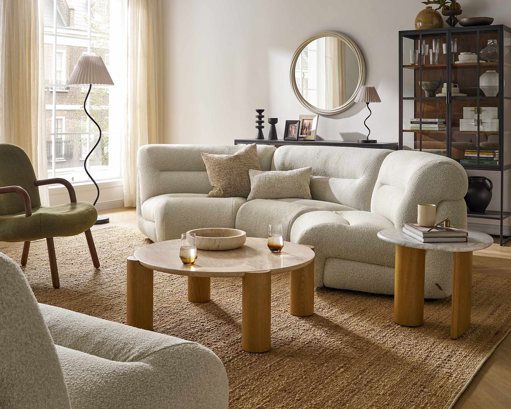 Tovi Performance Boucle Curve 3 Seater Sofa 0