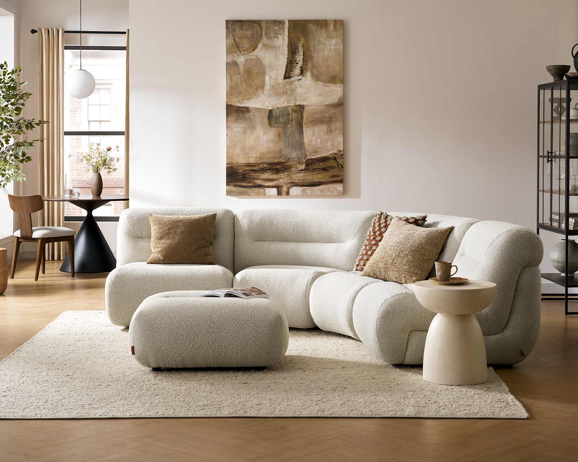 Tovi Performance Boucle 4-Piece Sectional Sofa with Ottoman 0