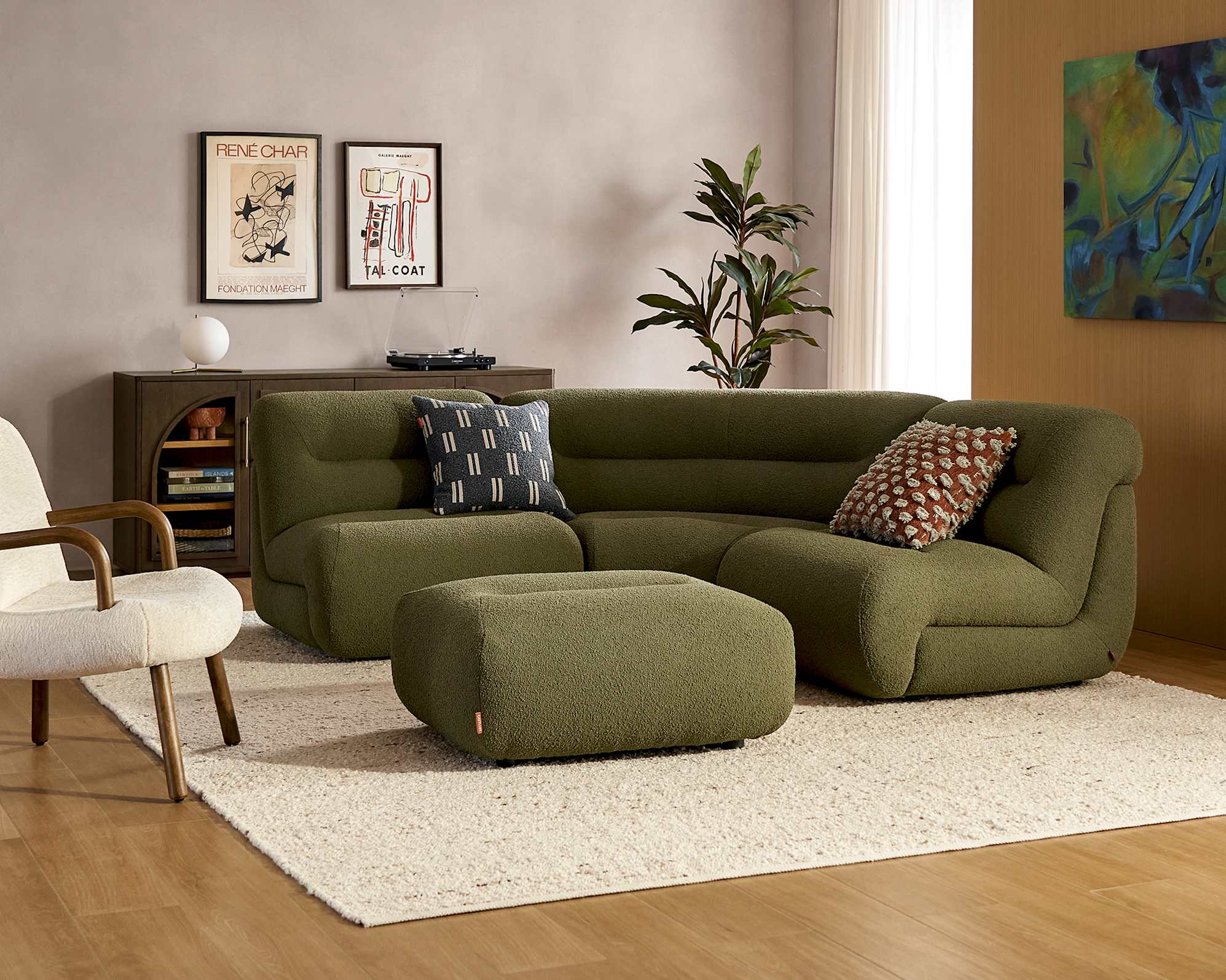 Tovi Performance Boucle 3-Piece Sectional Sofa with Ottoman 0