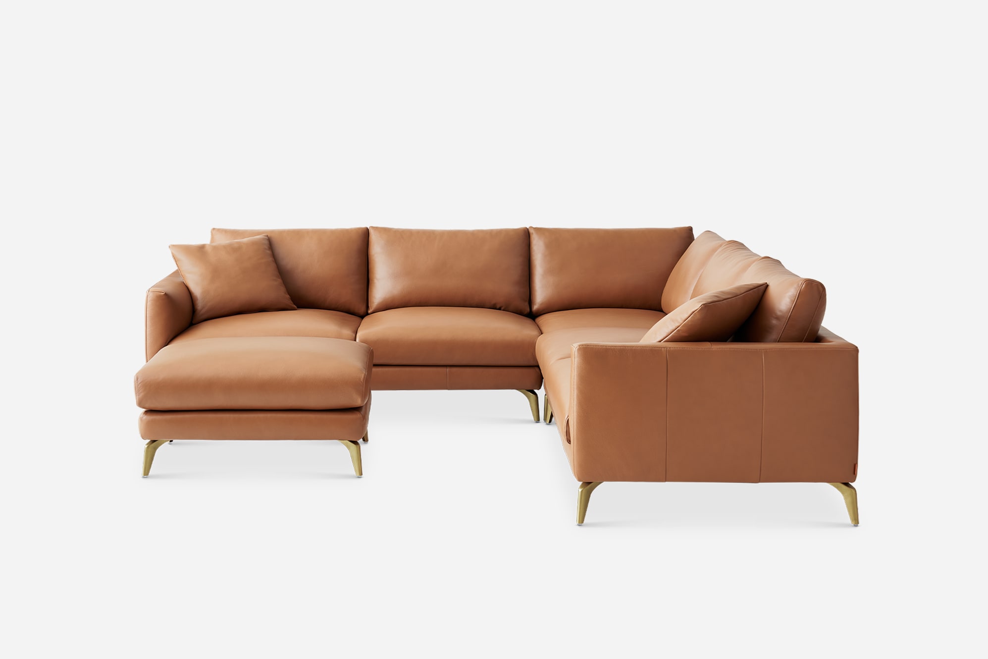 Lena Leather L-Shape Sectional Sofa with Ottoman 1