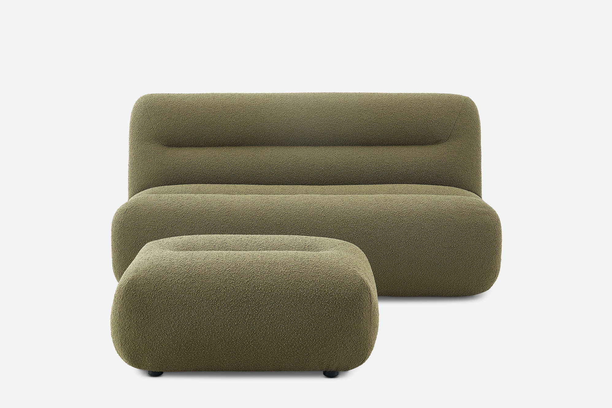 Tovi Performance Boucle 2 Seater Armless Sofa with Ottoman 2