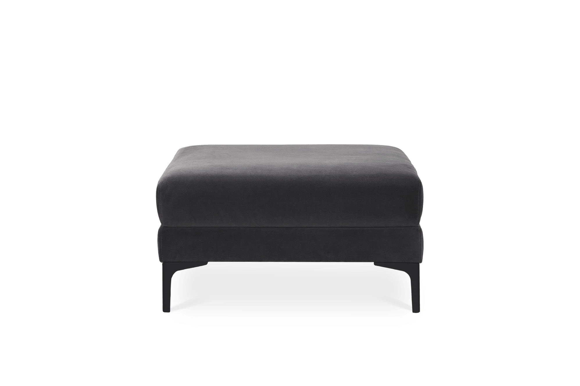 Adams Ottoman Jet Black Velvet, Black Leg