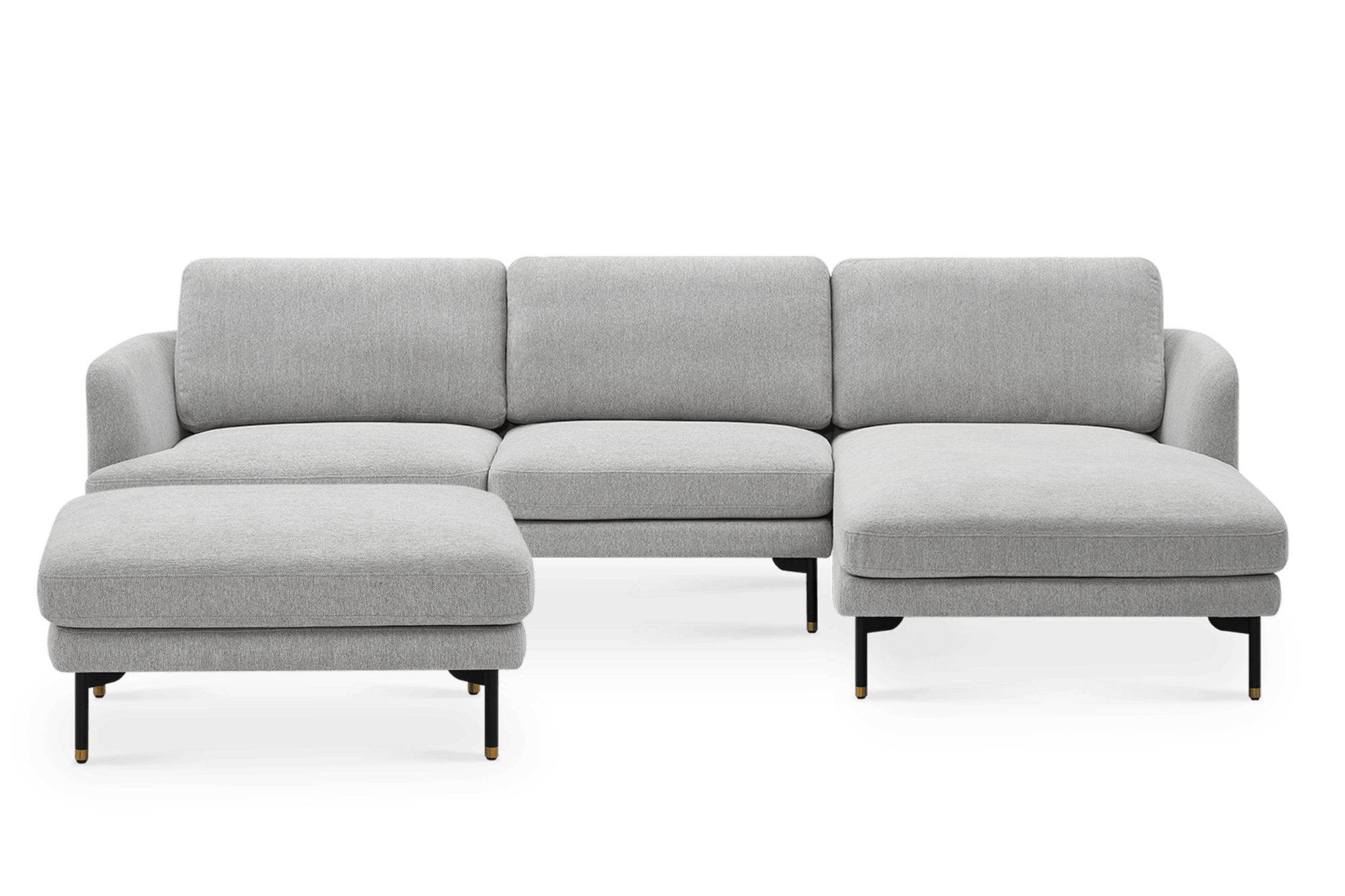 Pebble Chaise Sofa Right Facing with Footstool, Ivory White