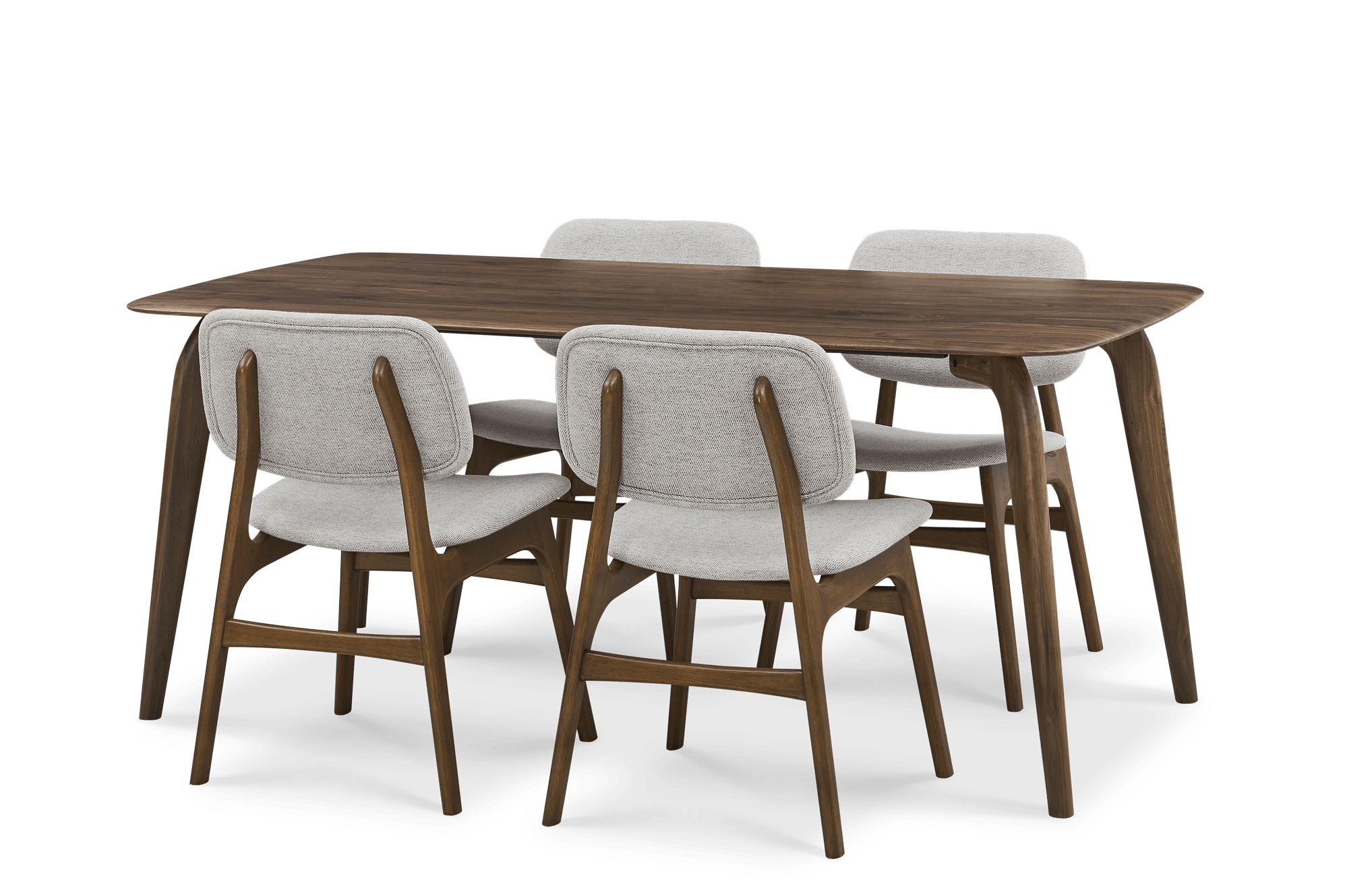 Vincent Dining Table with 4 Joshua Chairs, Walnut