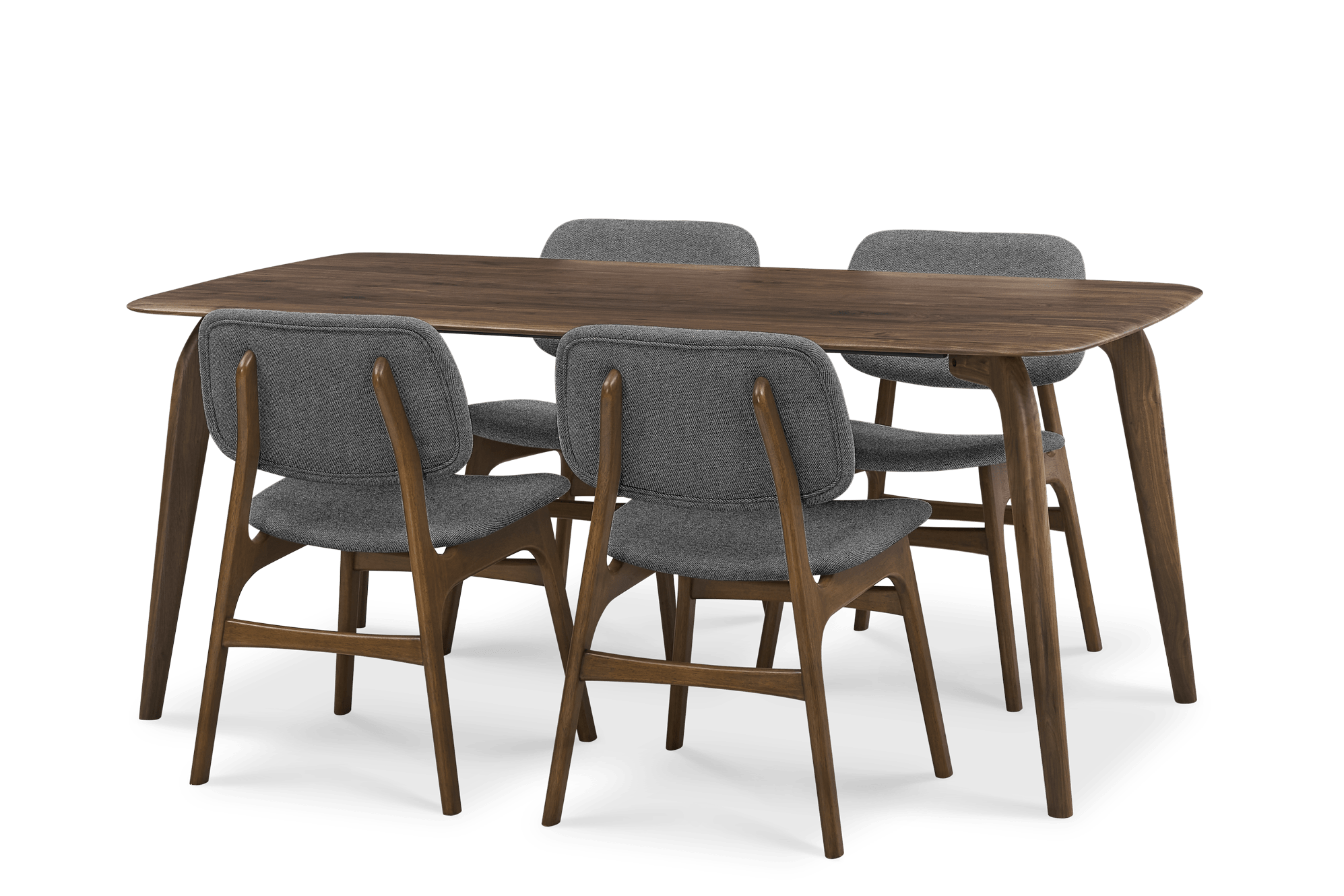 Vincent Dining Table with 4 Joshua Chairs, Walnut