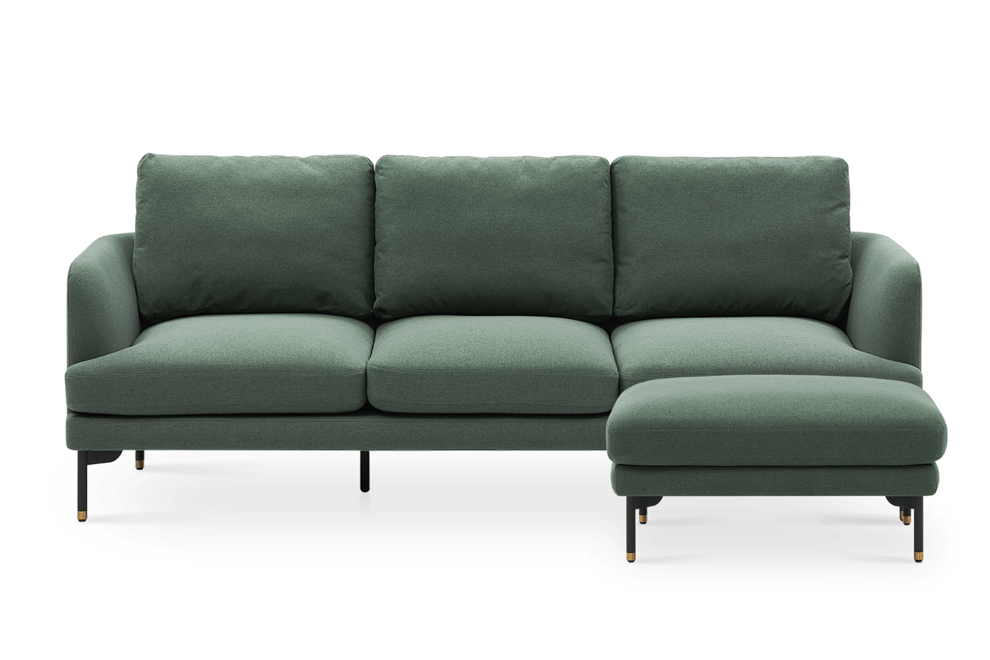 Pebble Sofa with Ottoman, Forest Green