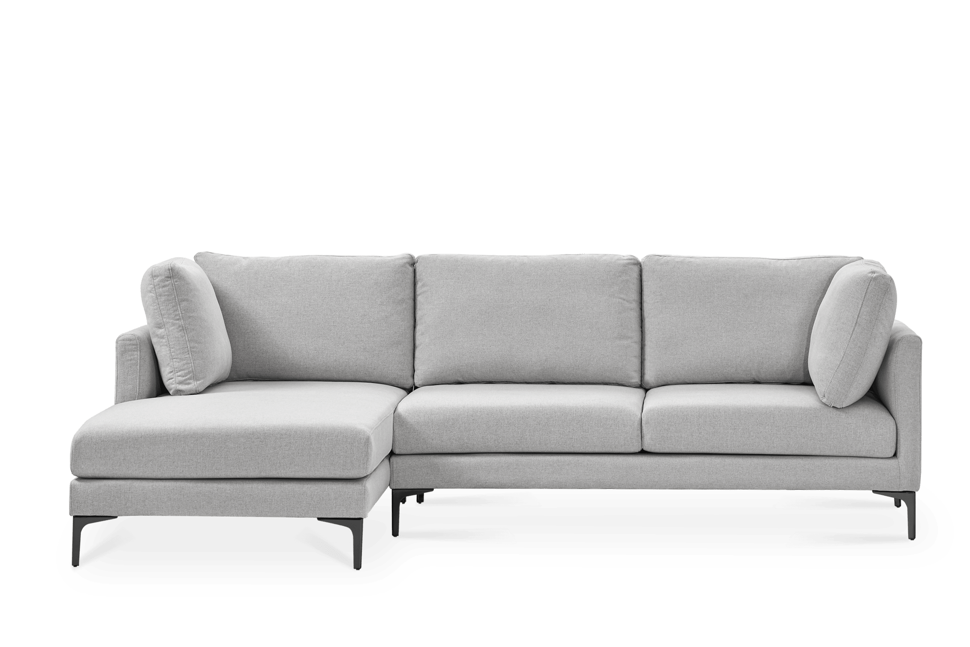 Adams Chaise Sectional Sofa Left Facing, Dove Grey (Black Leg)