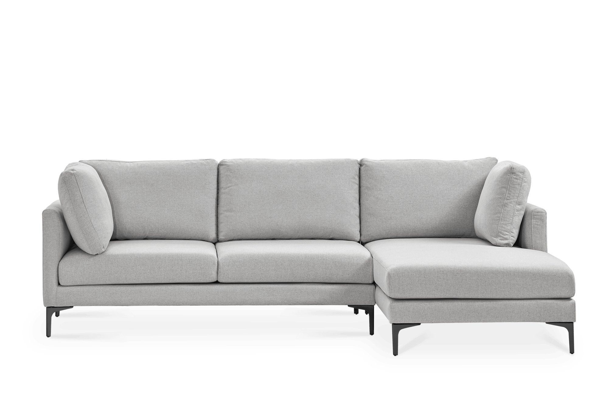 Adams Chaise Sectional Sofa Right Facing, Dove Grey (Black Leg)