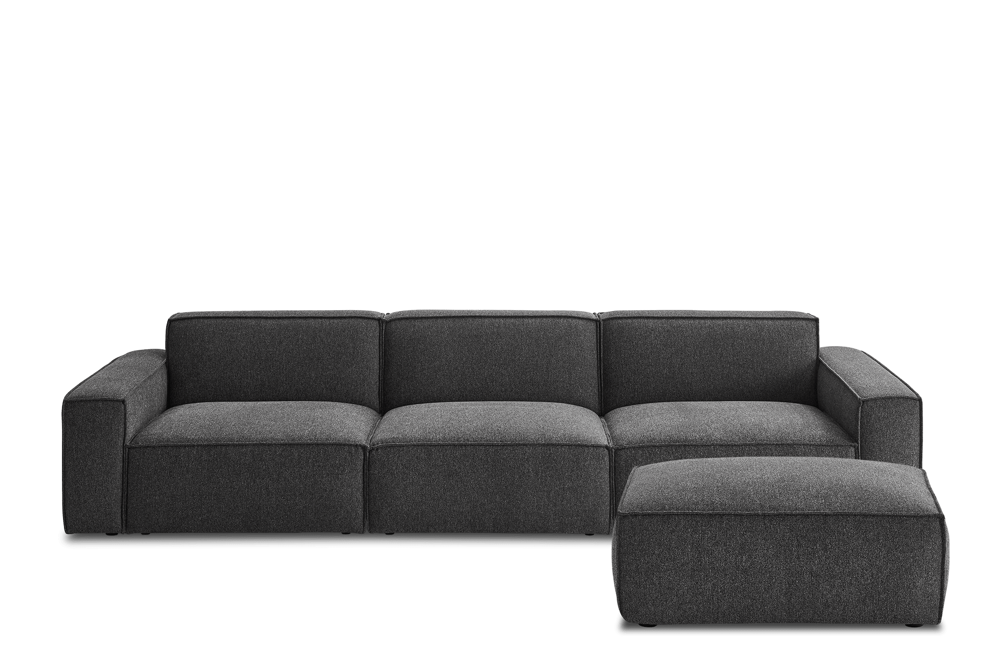 Jonathan Extended Sofa with Ottoman, Dark Granite