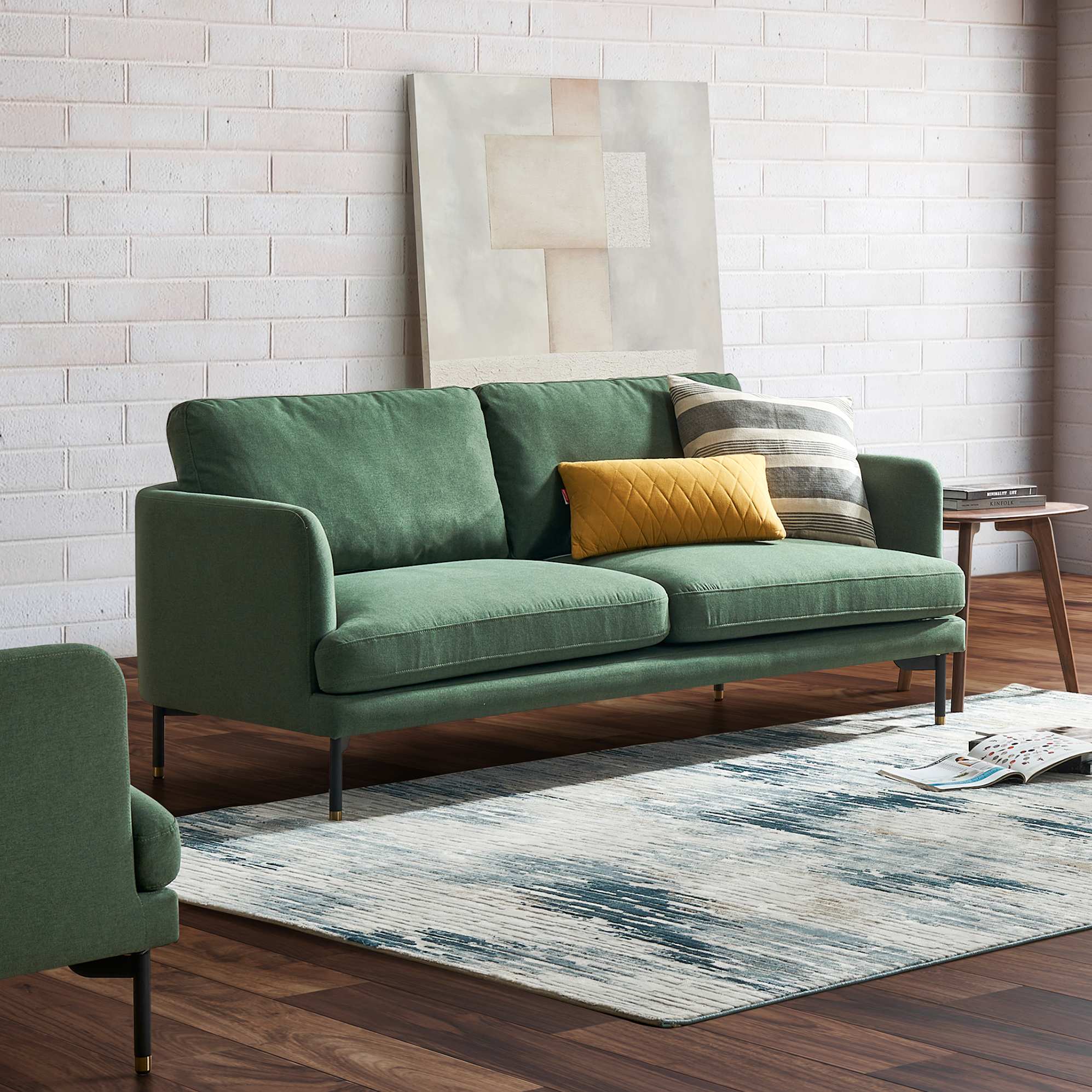 Pebble Loveseat, Forest Green lifestyle
