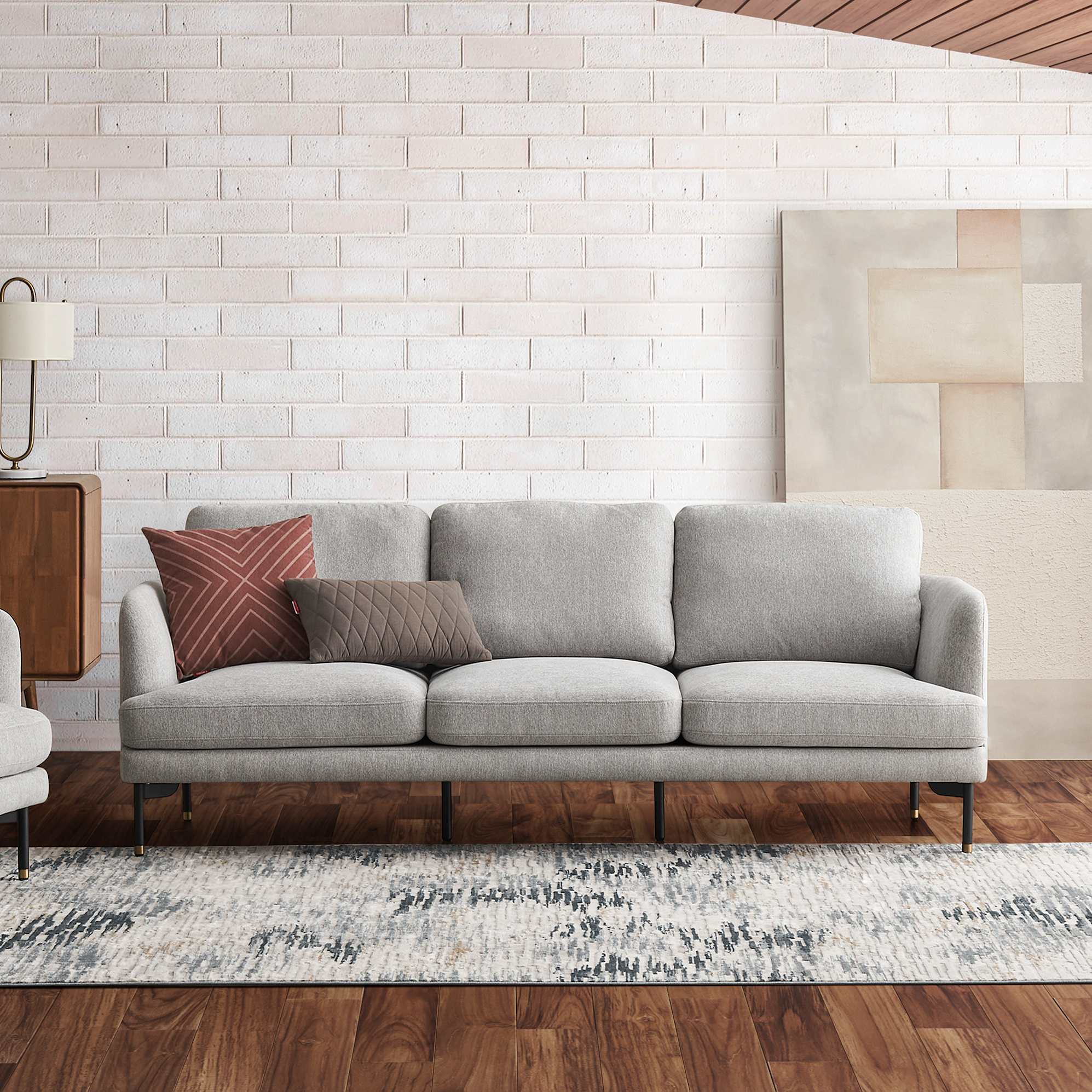 Pebble 3 Seater Sofa, Ivory White lifestyle