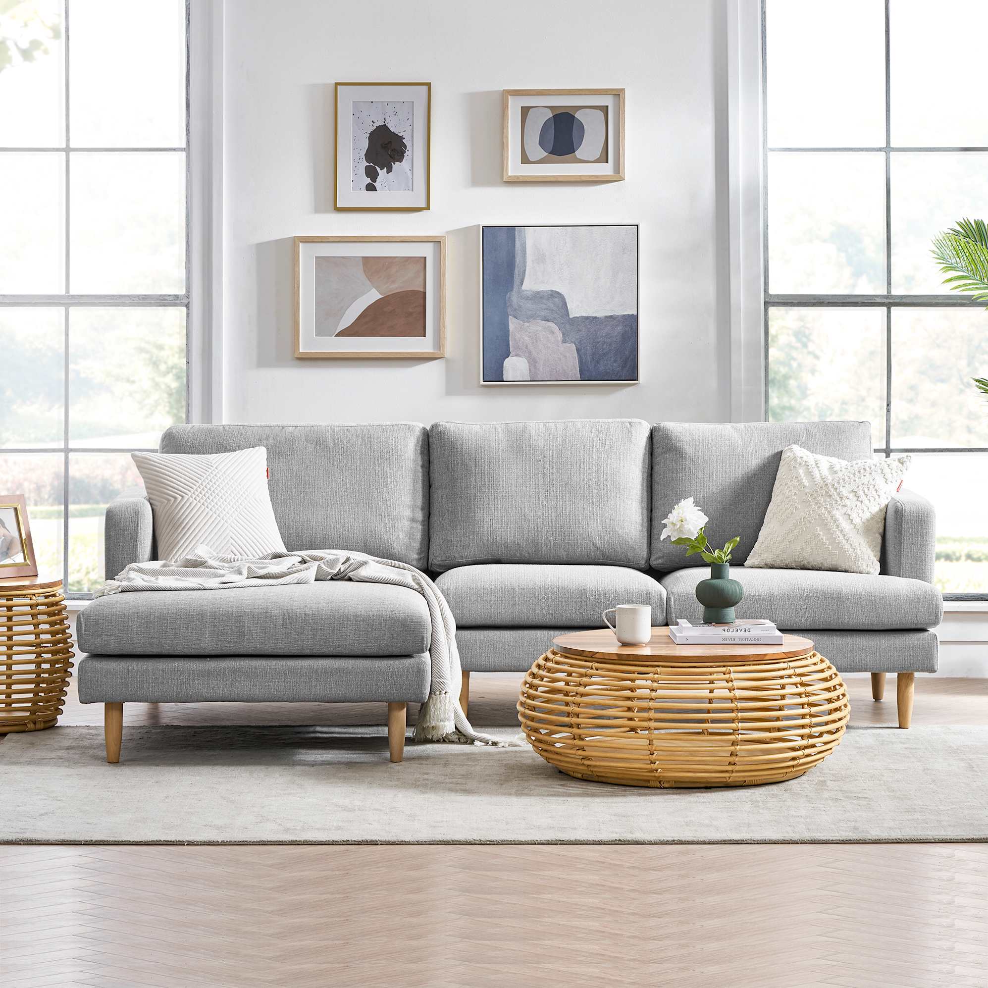 Tana Chaise Sectional Sofa Left Hand Facing, Light Gray lifestyle