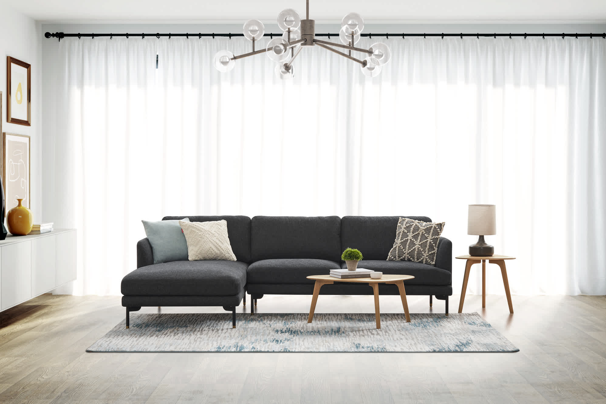 Pebble Chaise Sectional Sofa 3