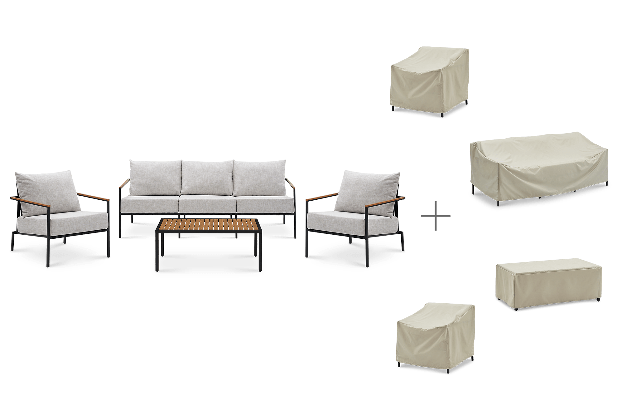 Sorrento Outdoor Sofa, 2 Lounge Chairs & Coffee Table Set
